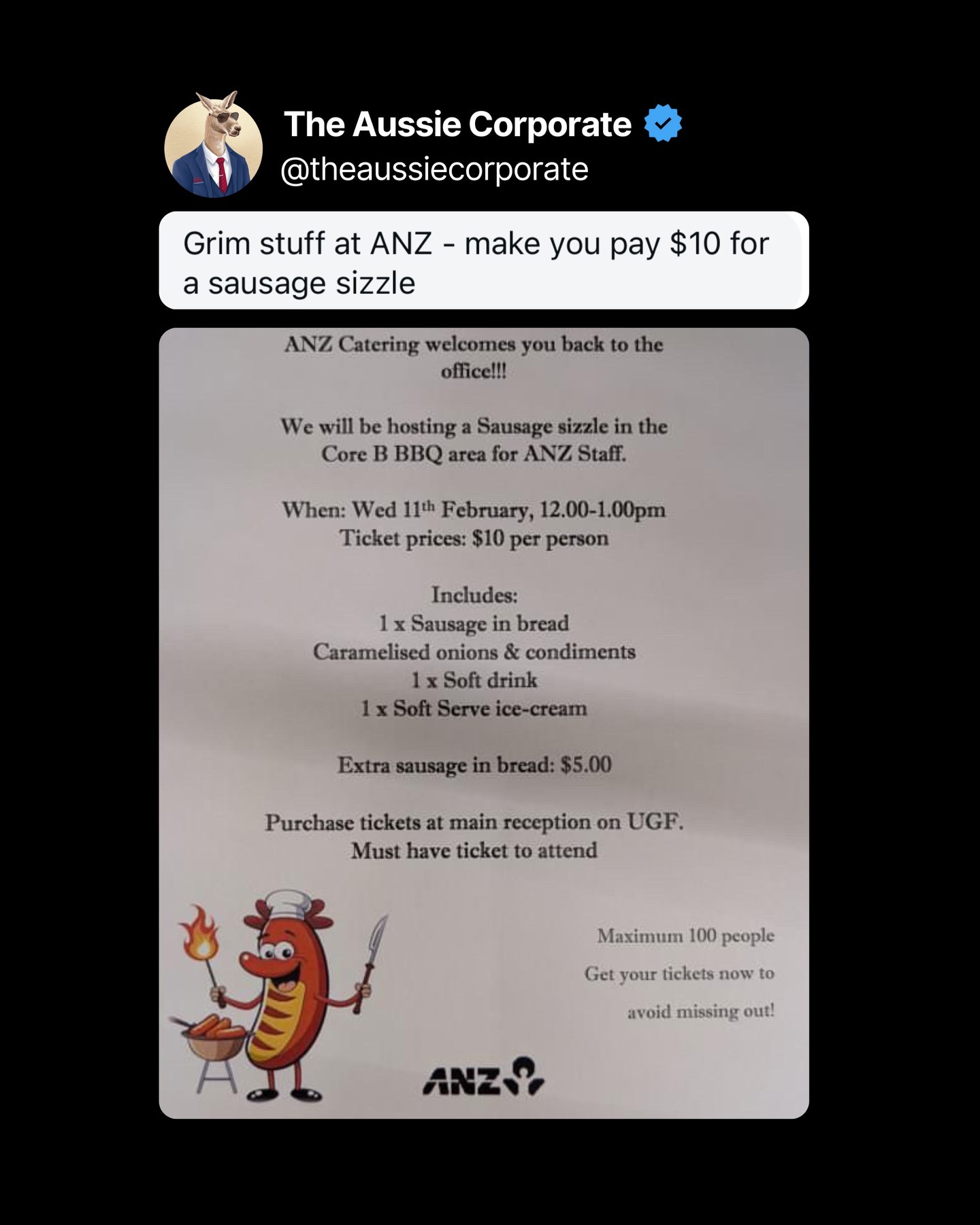 ANZ sausage sizzle