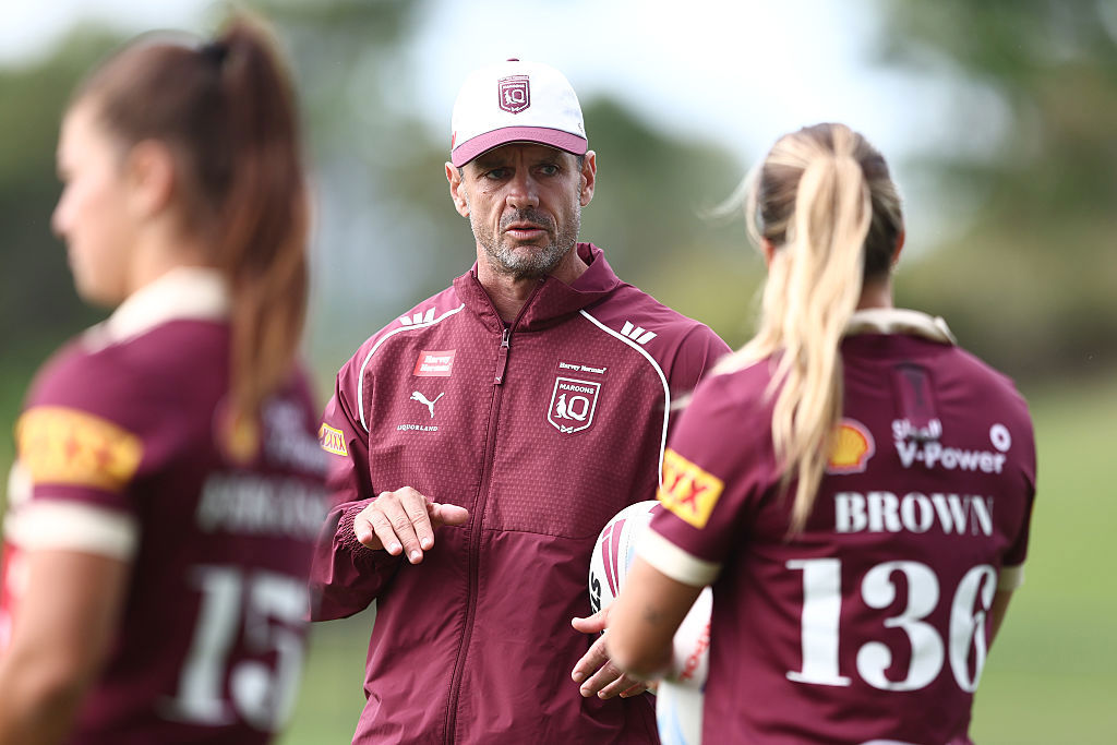 Head Coach Nathan Cross during training with the Queensland Maroons Women's team. 