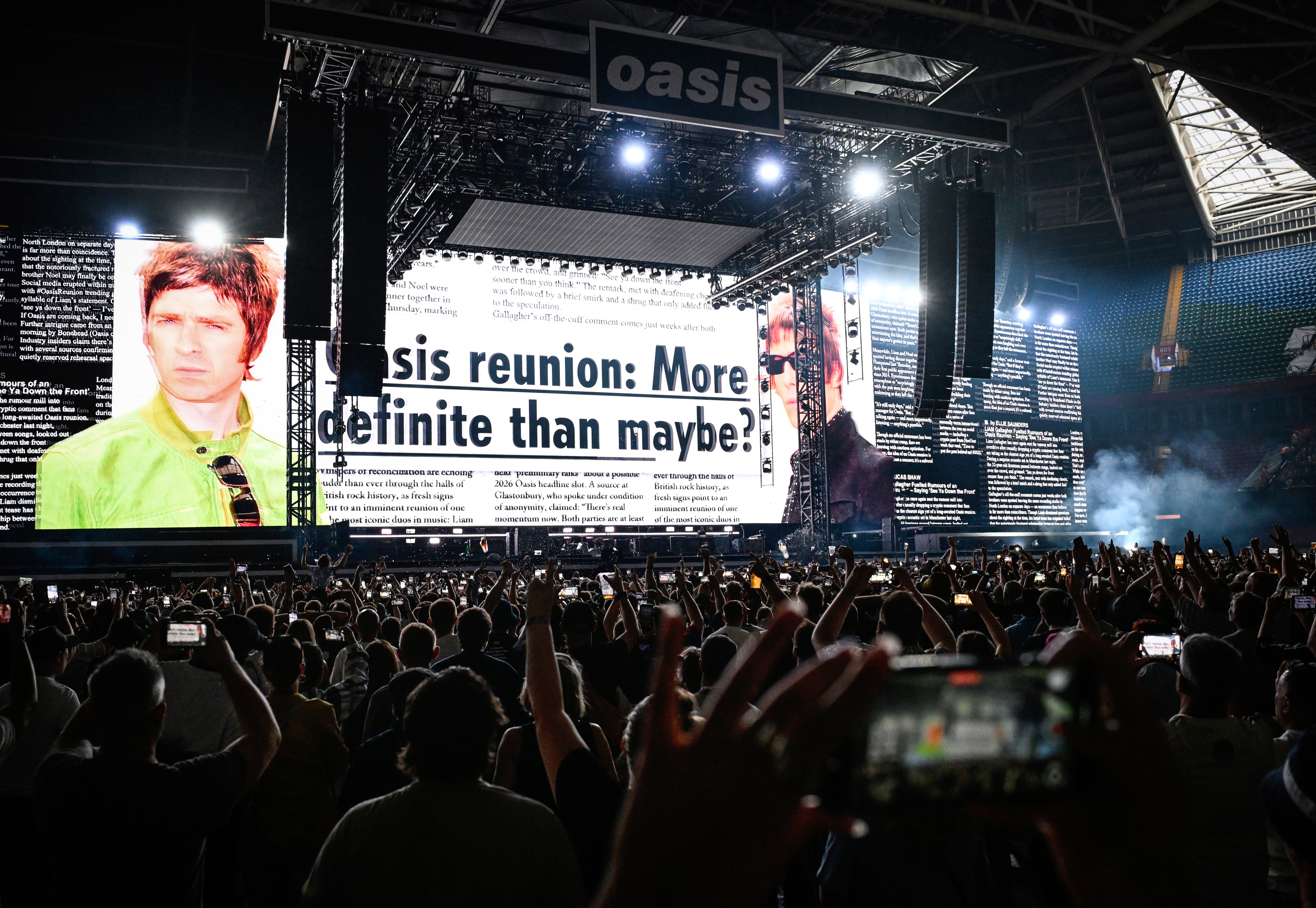 Oasis first reunion concert in Cardiff, Liam Gallagher and Noel Gallagher