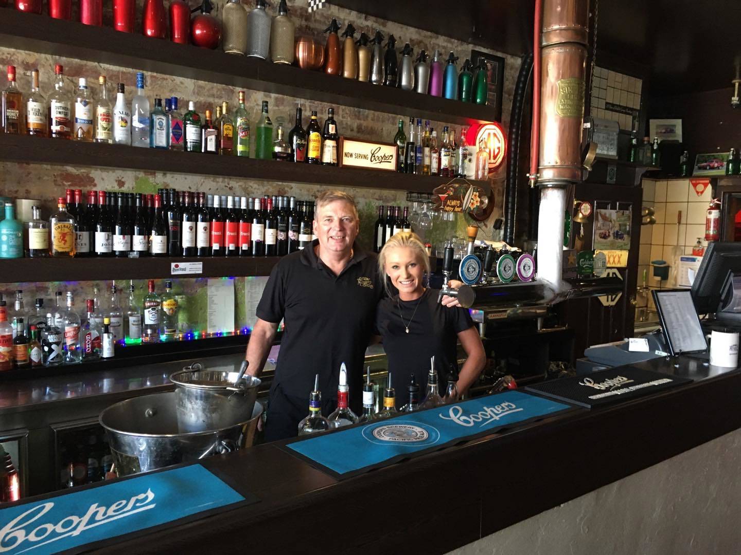 Andrew Watson with his daughter Jessica, who was the manager at Hobson's pub.