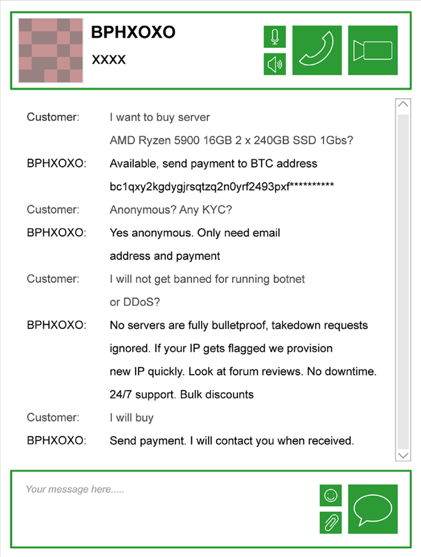 Screenshot of alleged customer interactions 