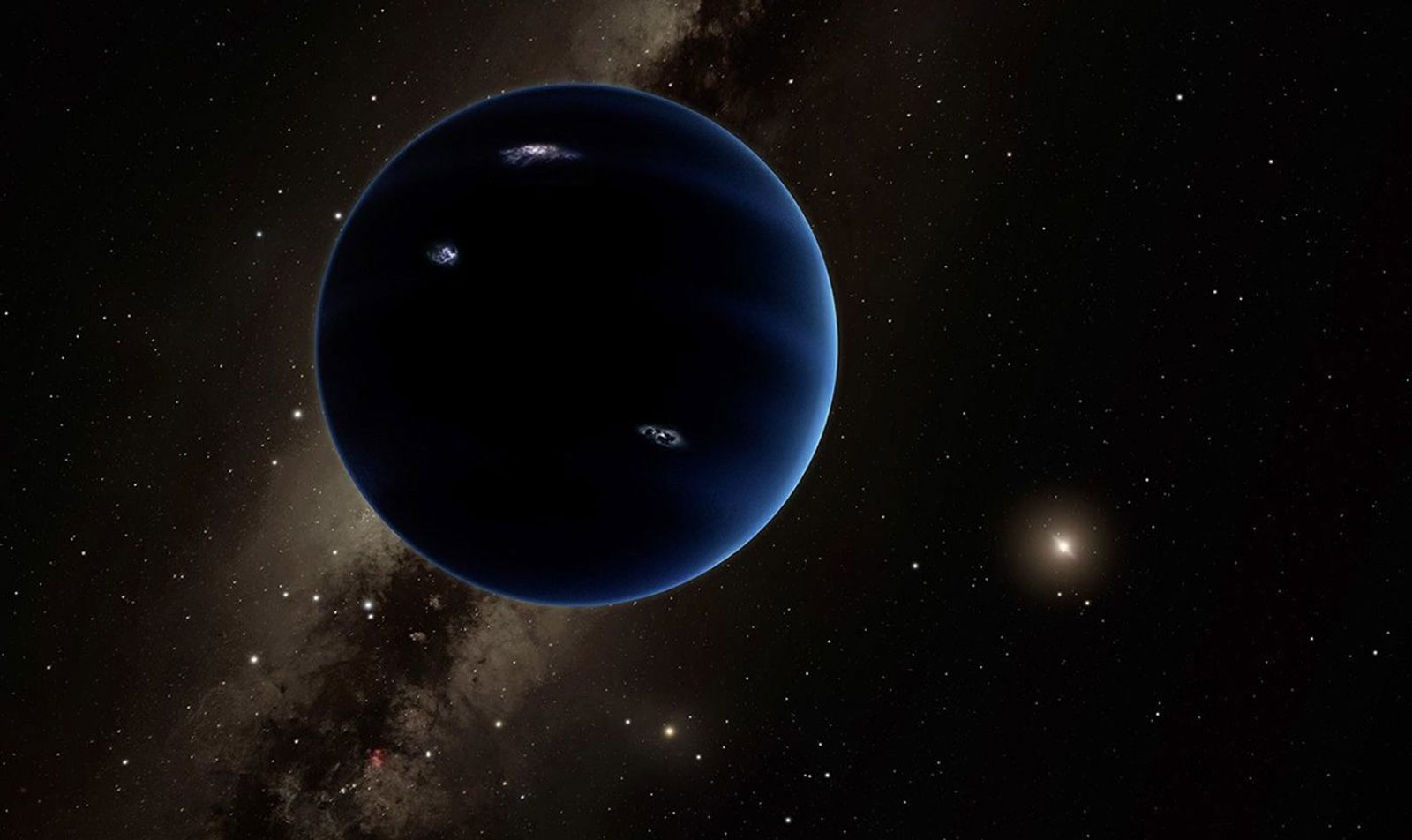 An illustration showing Planet Nine, a hypothetical, undiscovered planet in our solar system. New research now suggests the possibility of Planet Y, which would be smaller and orbiting closer to the sun than Planet Nine.