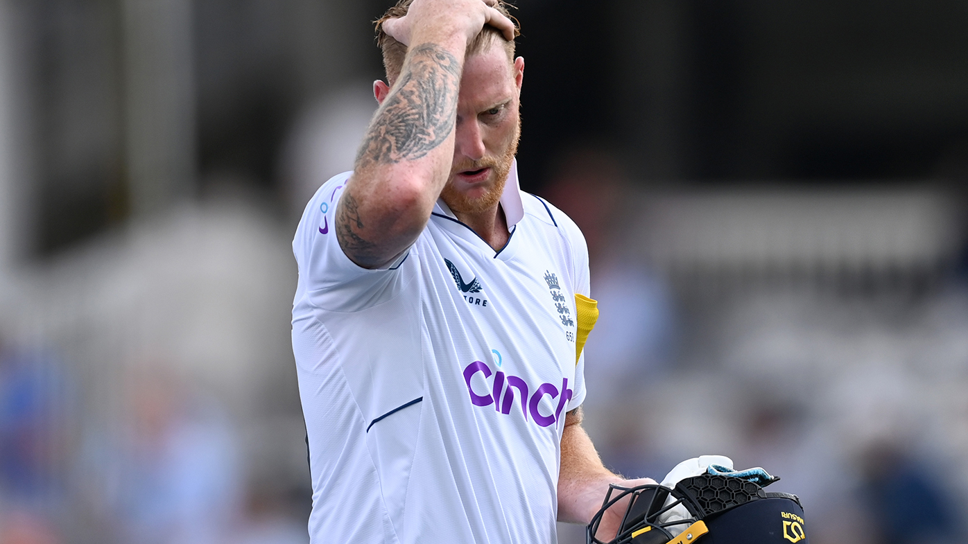 Ben Stokes leaves the field after being dismissed on the opening day of the first Test against South Africa.