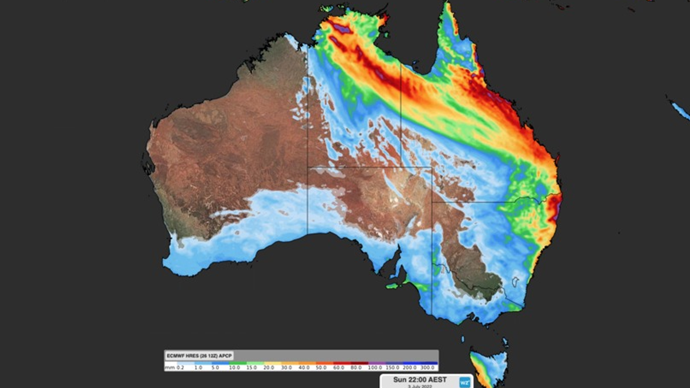 Up to 100mm of rain could fall in some parts of Northern Territory, Queensland and NSW. 