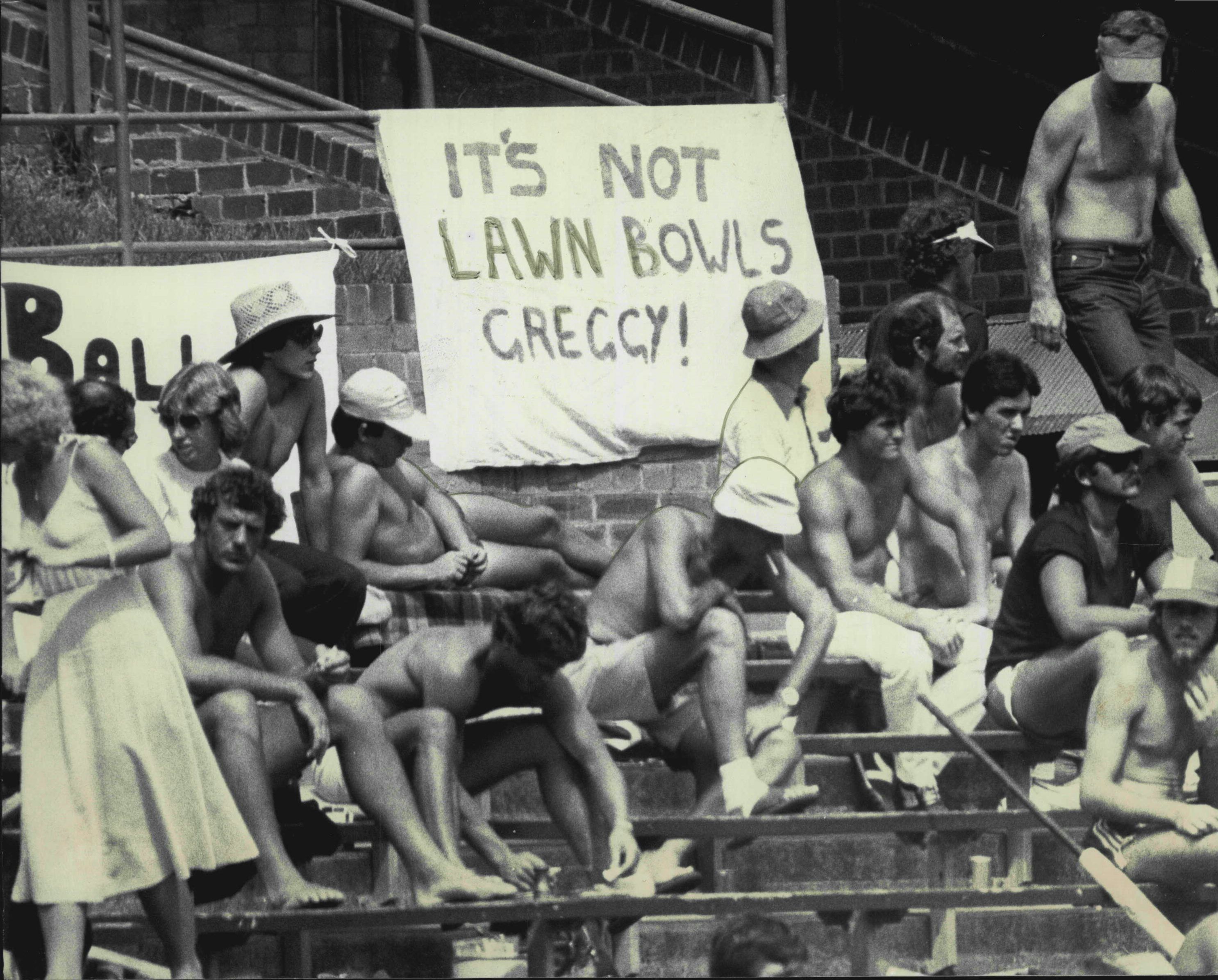 A sign for Greg Chappell's eyes at the SCG.