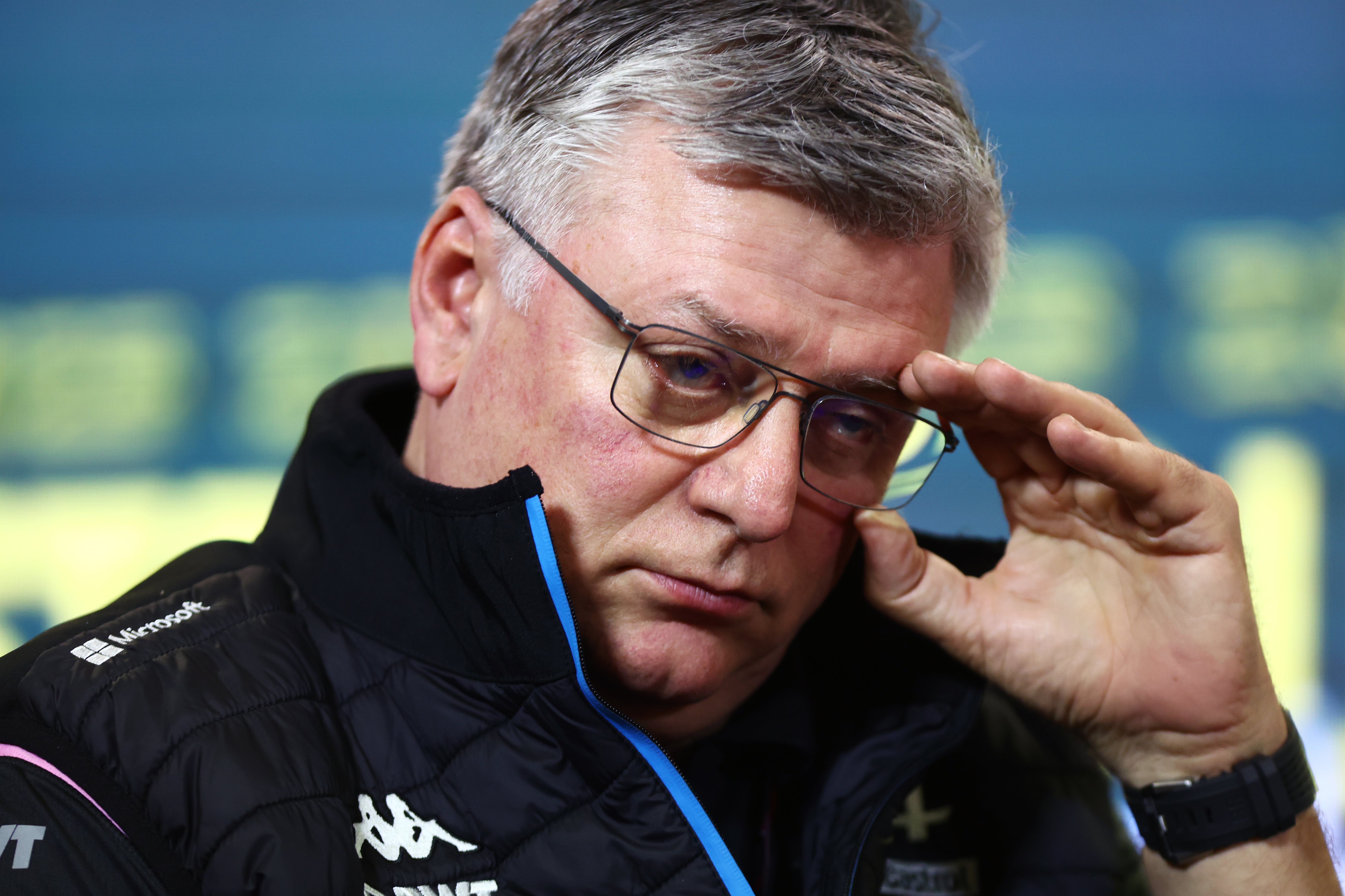 Otmar Szafnauer, Team Principal of Alpine F1 looks on in the Team Principals Press Conference during practice ahead of the F1 Grand Prix of Australia at Albert Park Grand Prix Circuit on March 31, 2023 in Melbourne, Australia. (Photo by Dan Istitene/Getty Images)
