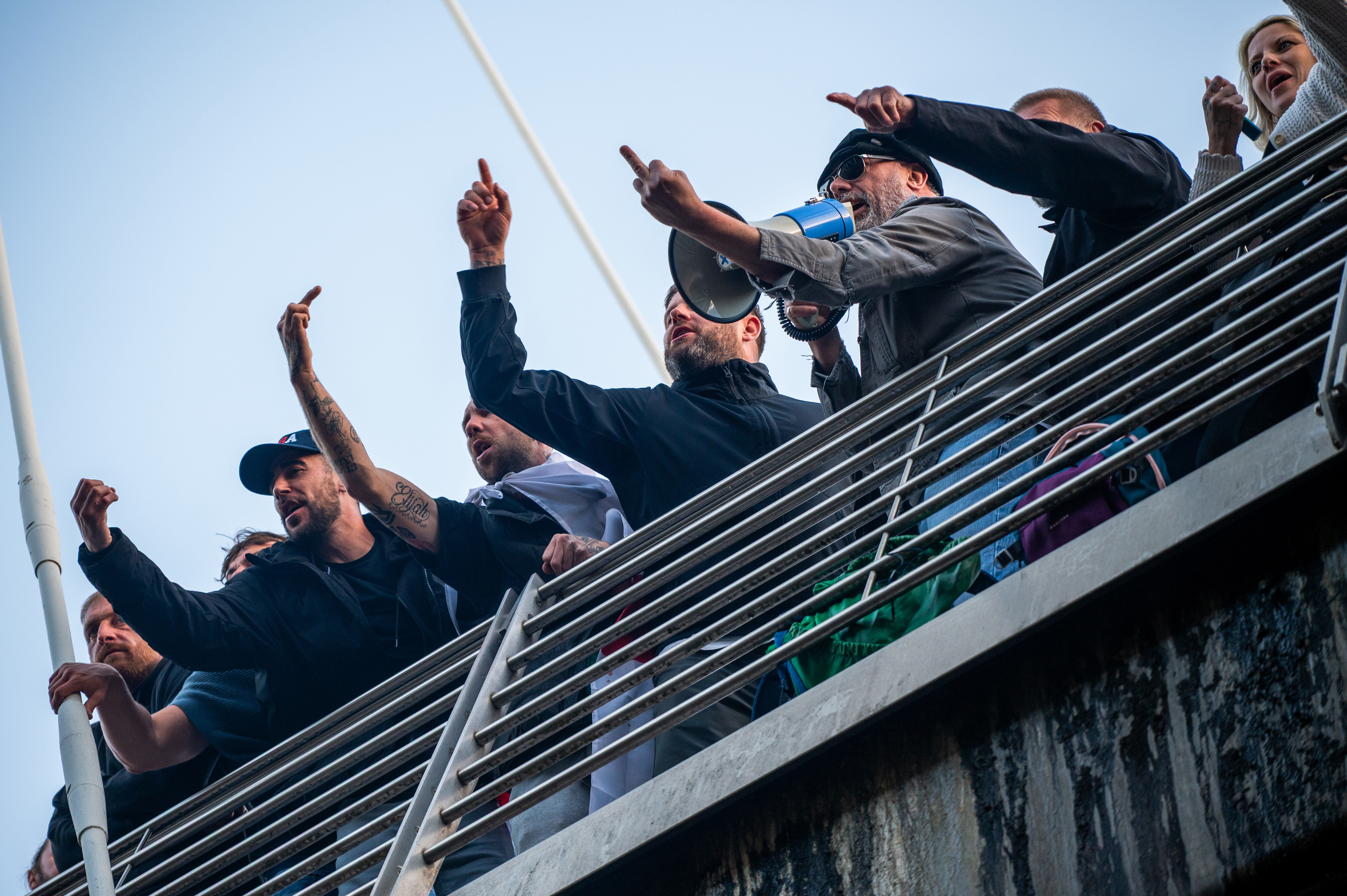 Protesters clash with members of the Police in Trafalgar Square on September 13, 2025 in London, England.