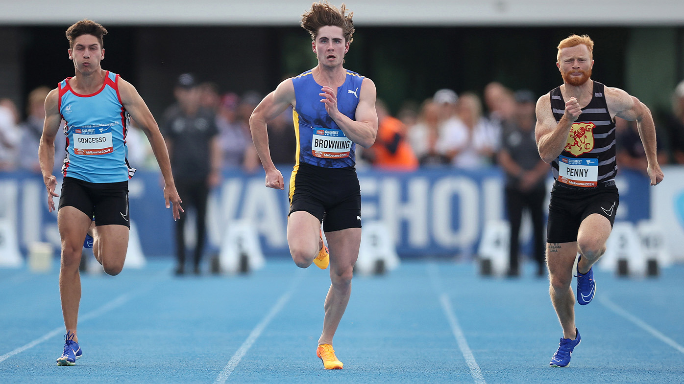 Rohan Browning won the men's 100m and 200m at Thursday night's Maurie Plant Meet.