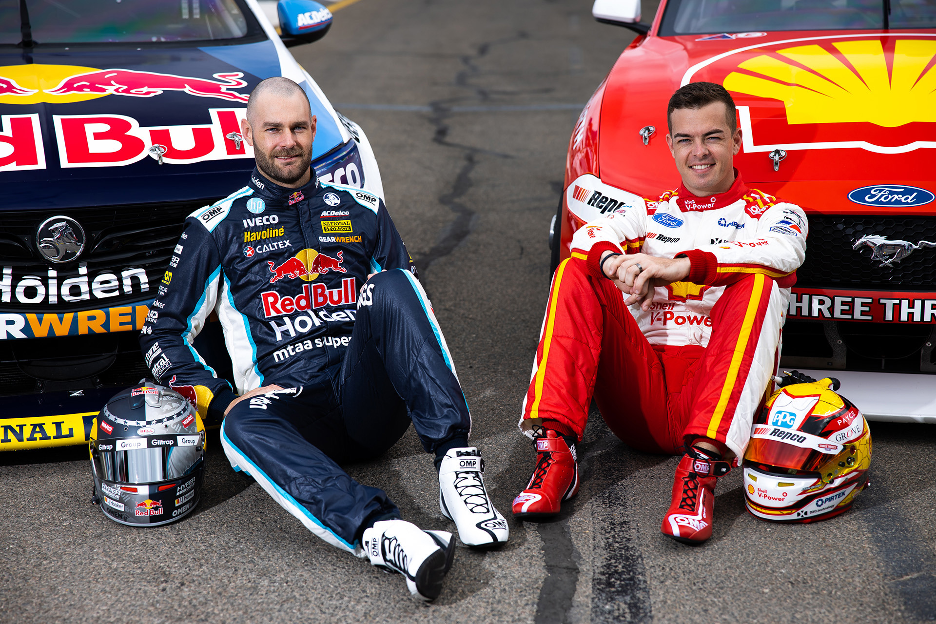 Shane van Gisbergen (left) and Scott McLaughlin pictured at the 2020 Adelaide 500.