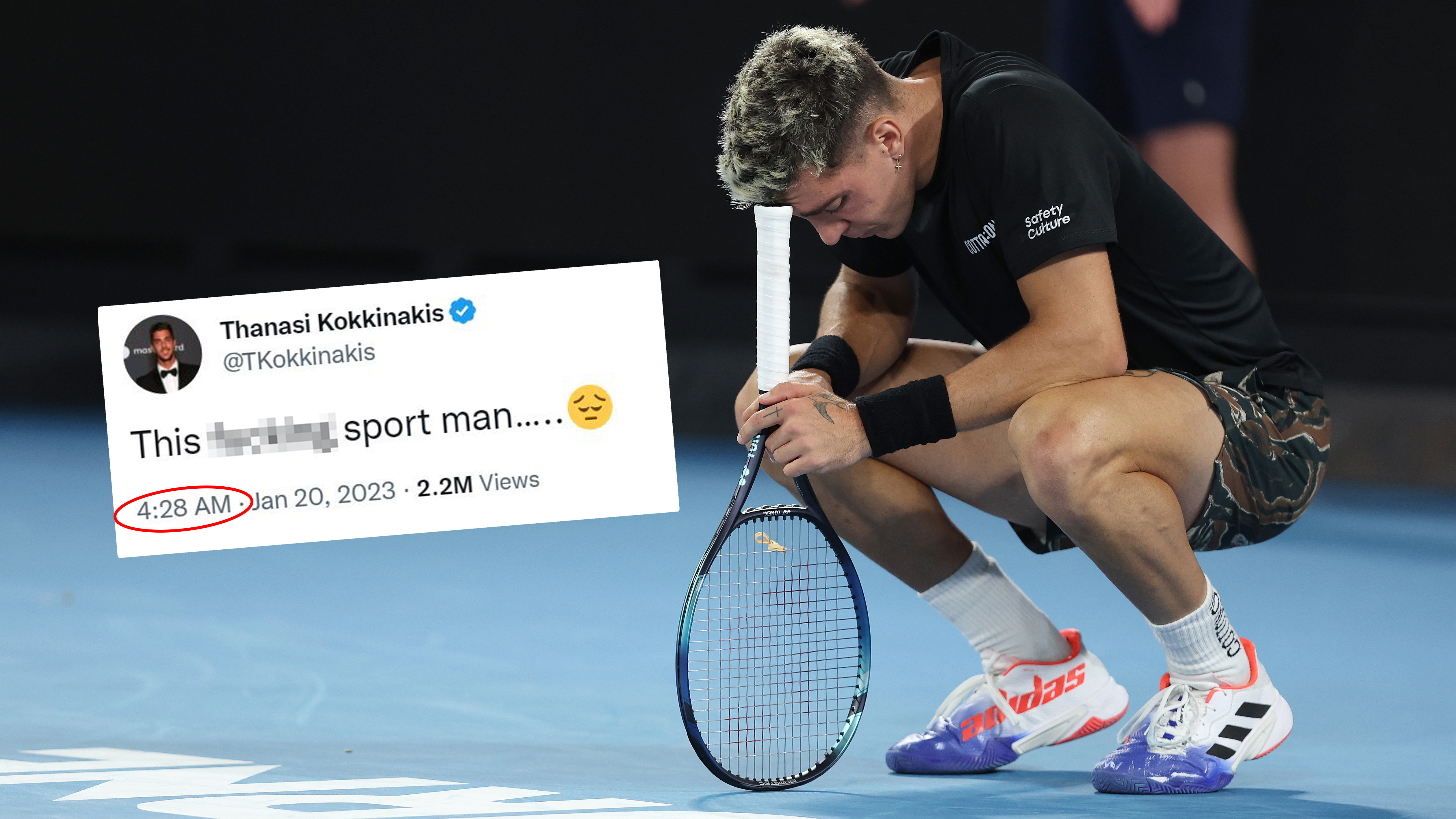 Australian Open 2023 Thanasi Kokkinakis four word tweet after epic five set loss to Andy Murray