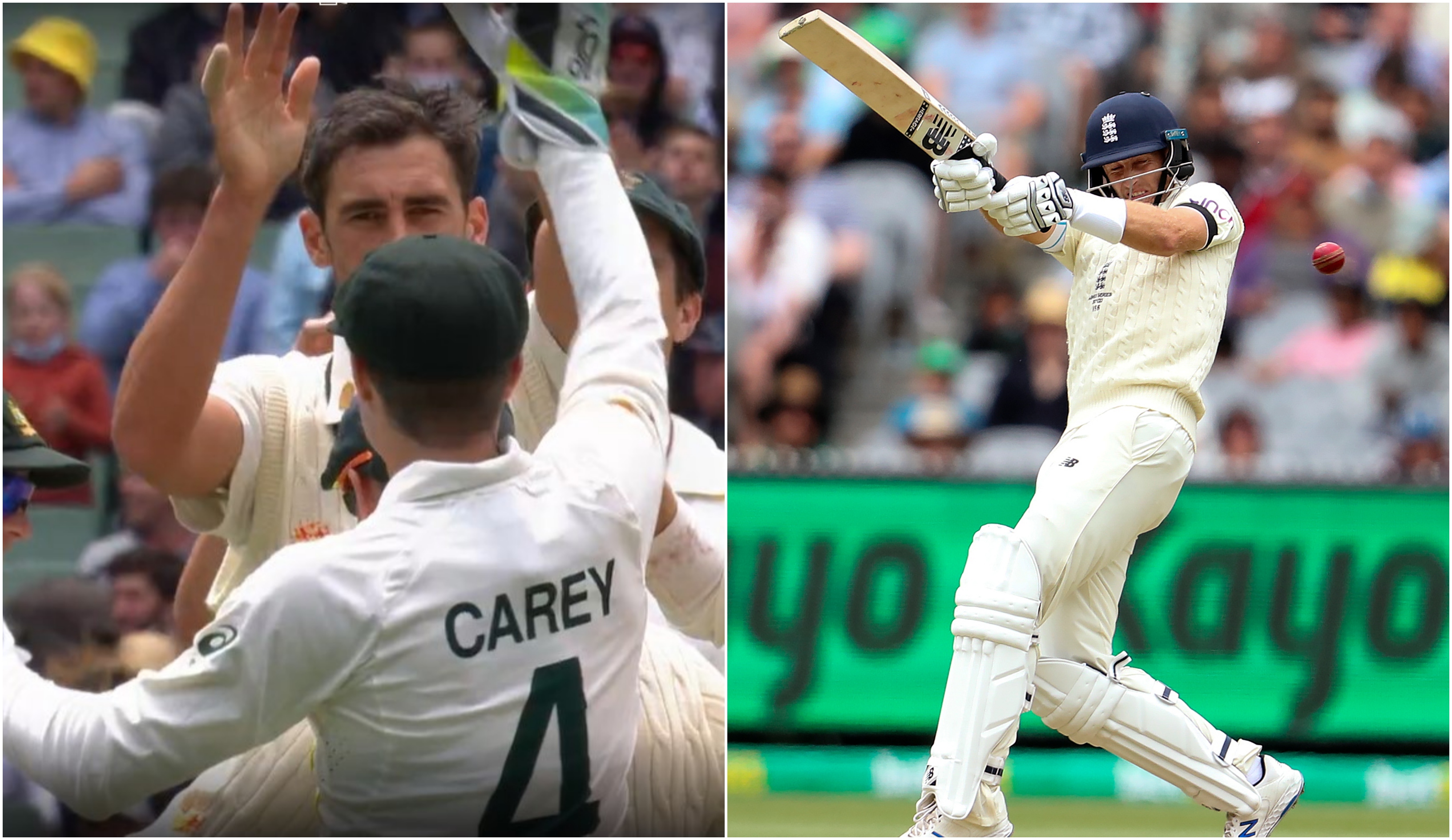 Mitchell Starc gets Joe Root out.