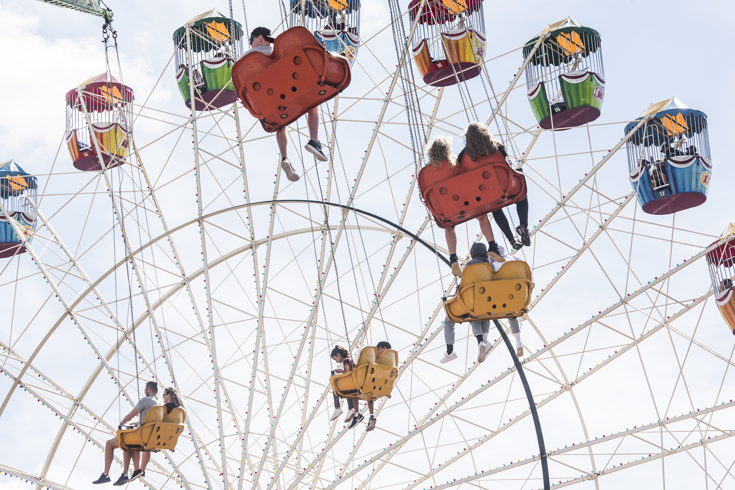 People enjoy the ferris wheel on Good Friday in 2021 at the Sydney Royal Easter Show.