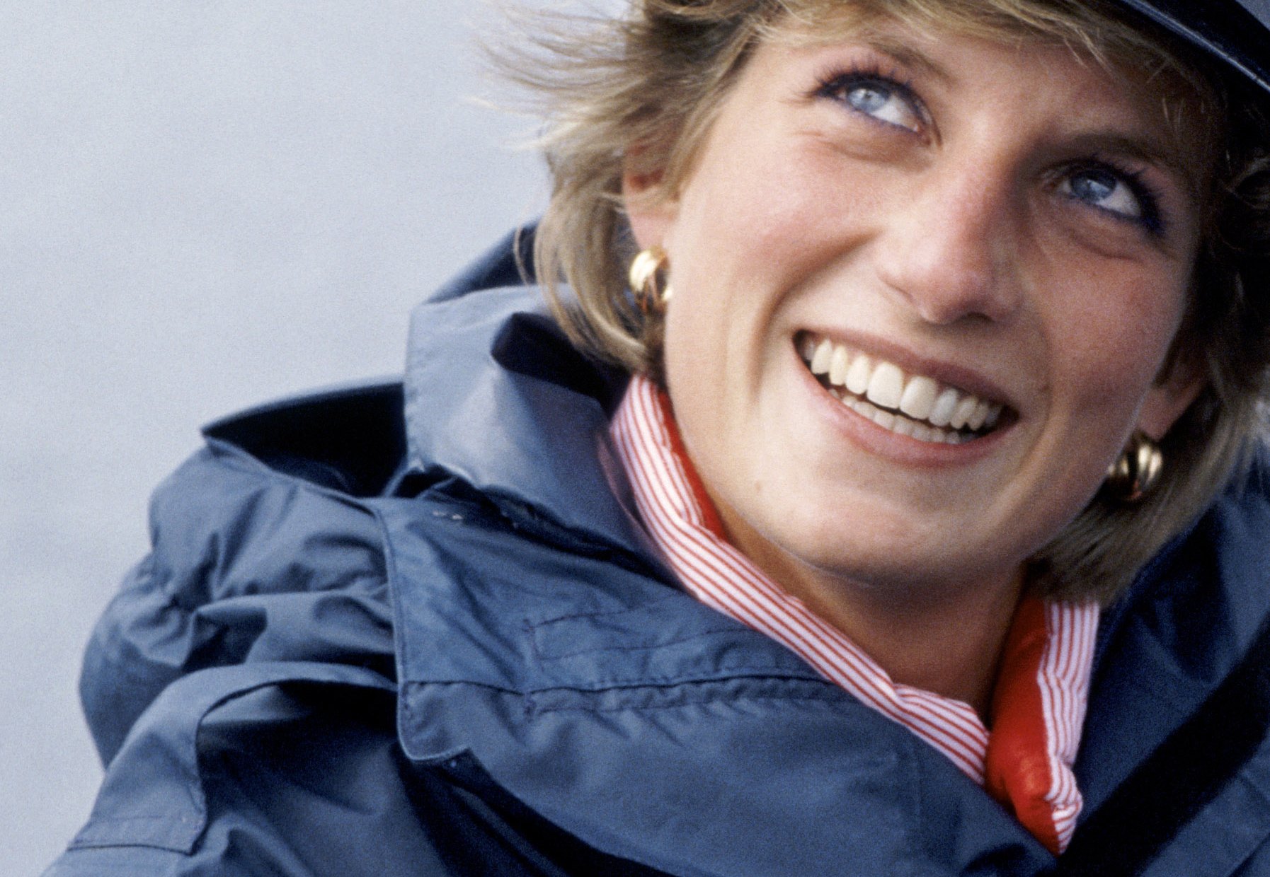 Princess Diana wearing a naval hat in 1986.