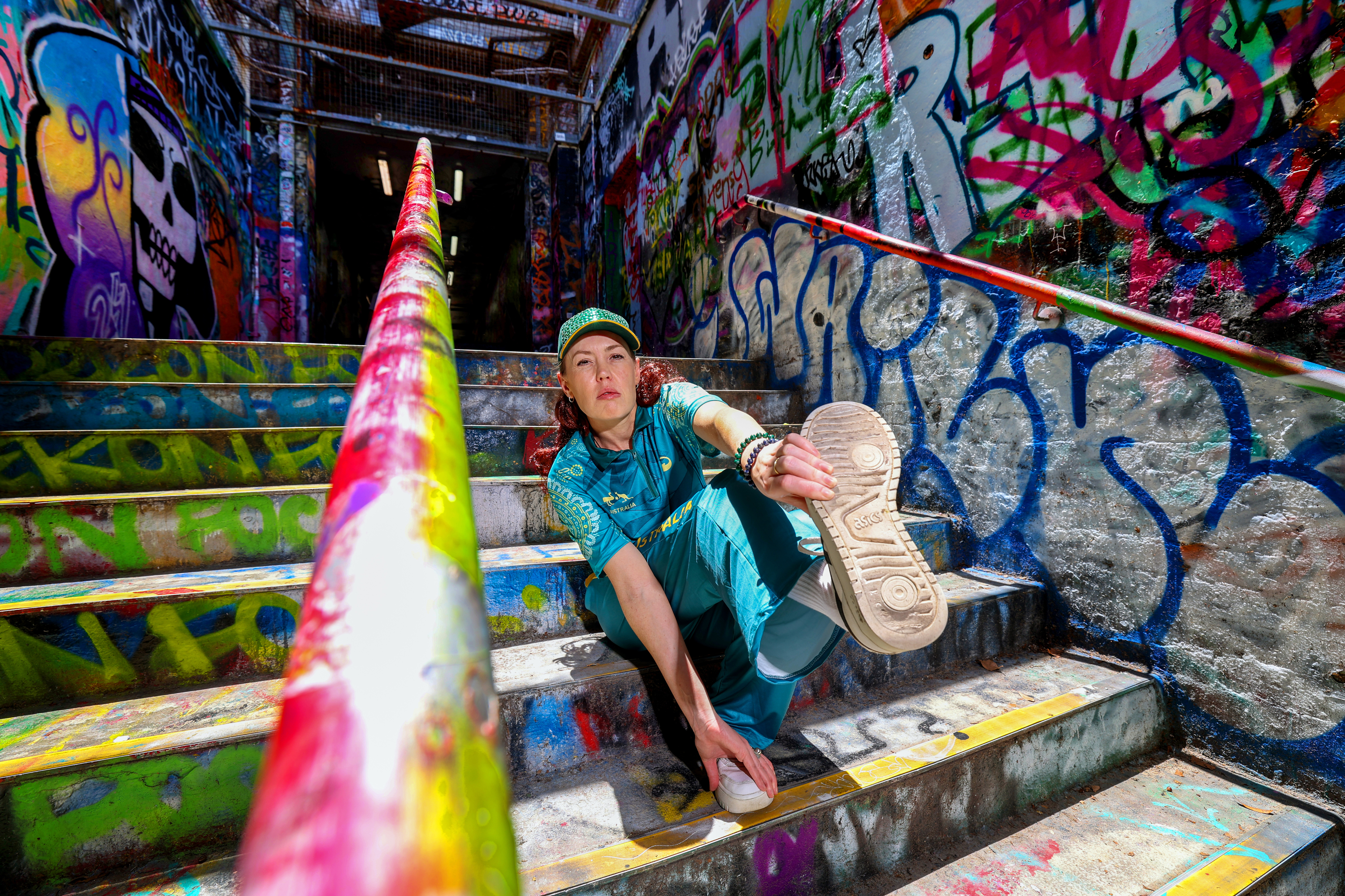 Portrait of comedian Stephanie Broadbridge who wrote and will also star in Raygun The Musical. Pictured in Sydney on November 22nd, 2024. Photo: Dylan Coker / The Sydney Morning Herald