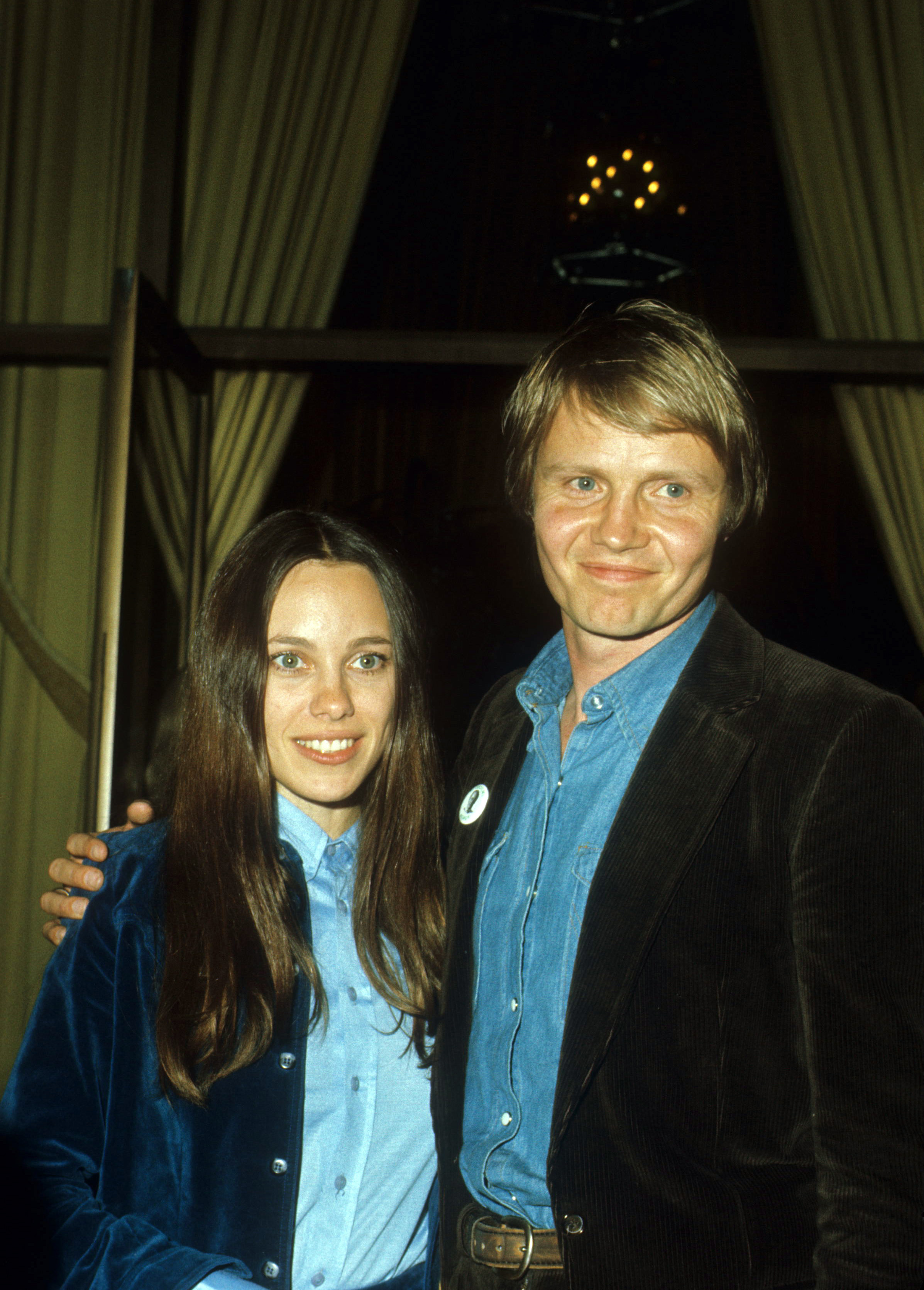   Actor Jon Voight and his second wife Marcheline Bertrand pose for a portrait in 1977.  Bertrand and Voight are the parents of actress Angelina Jolie.  (Photo by Fotos International/Archive Photos/Getty Images)