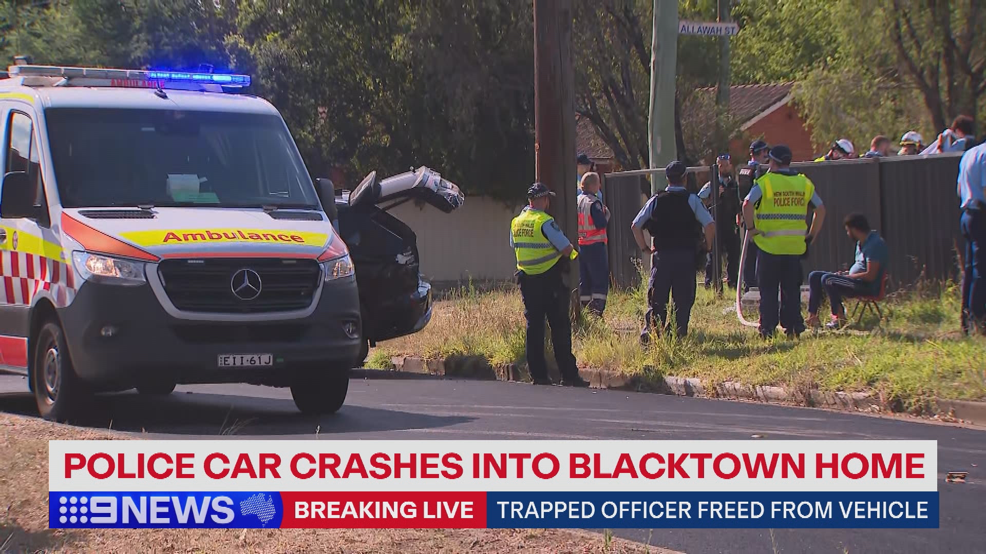 Police officer trapped in vehicle following two-car crash in Sydney’s west 