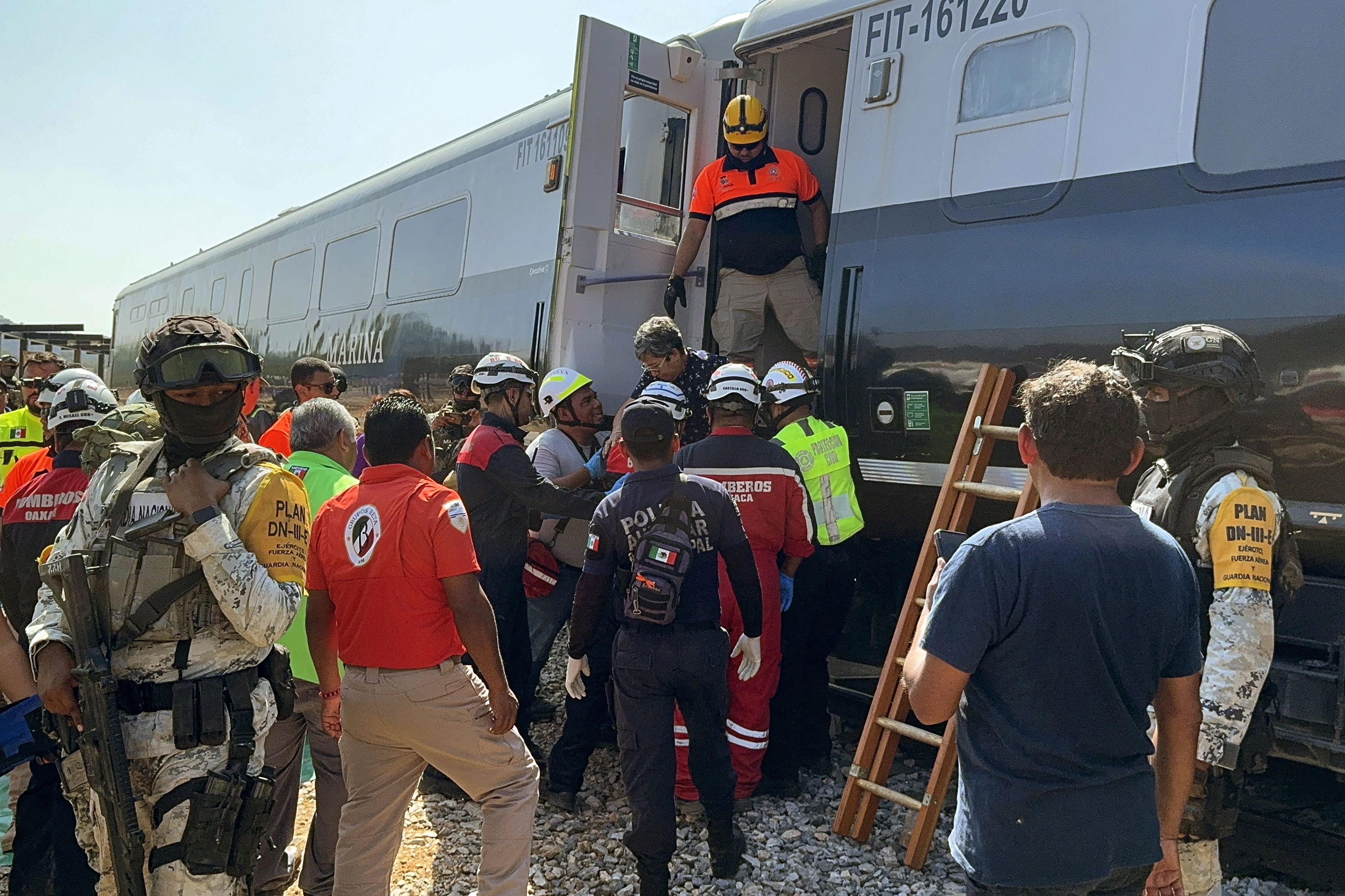 Rescue workers at the site in southern Mexico.