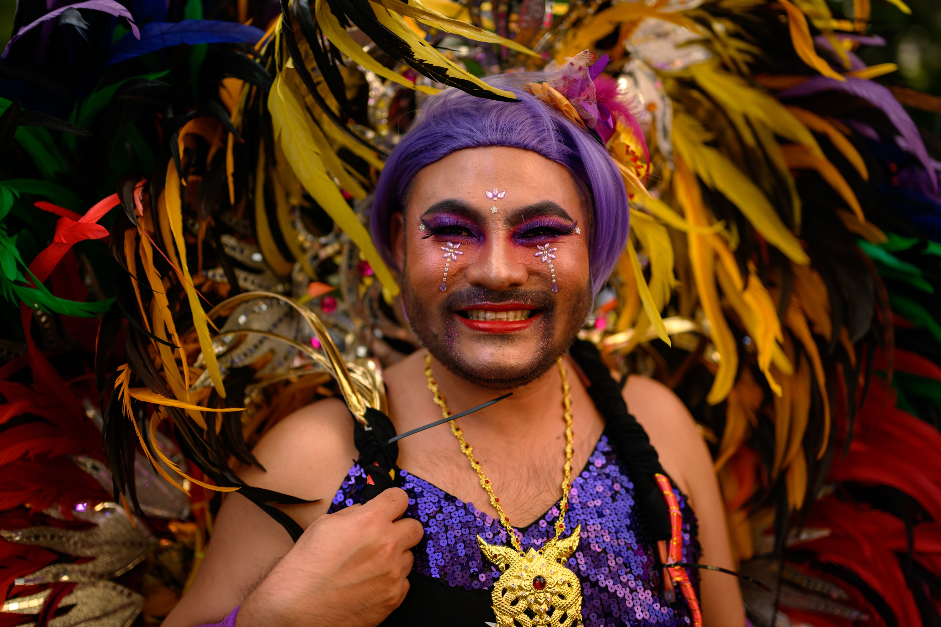 SYDNEY, AUSTRALIA - FEBRUARY 28: Participant poses for a photo before the Sydney Gay and Lesbian Mardi Gras Parade on February 28, 2026 in Sydney, Australia. The 48th edition of the LGBTQIA+ festival is expected to draw hundreds of thousands of revellers to Sydney's Oxford Street precinct for a weeks-long program of parties, performances and community events. (Photo by George Chan/Getty Images)