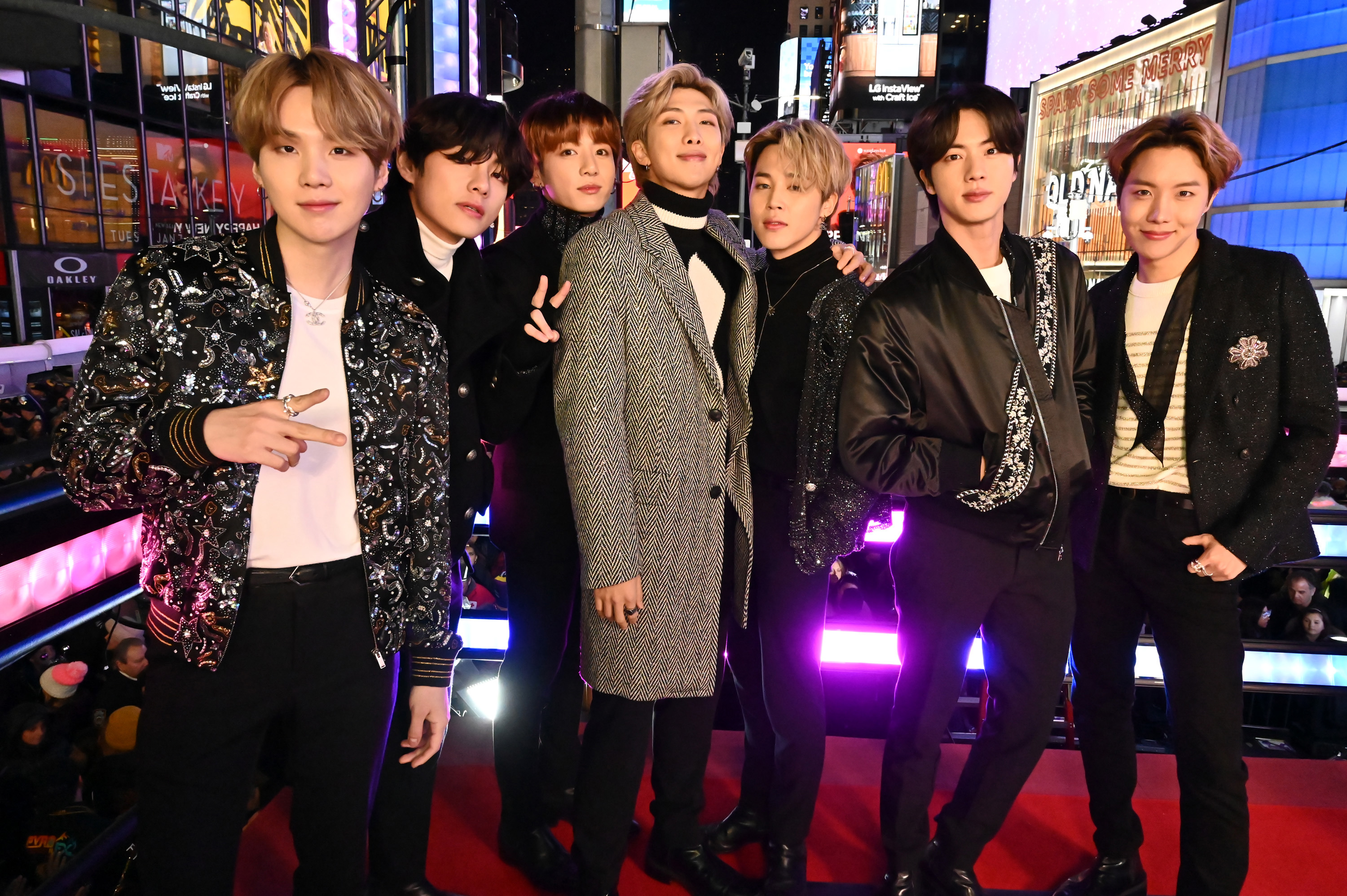 BTS attend Dick Clark's New Year's Rockin' Eve With Ryan Seacrest 2020 on December 31, 2019 in New York City.