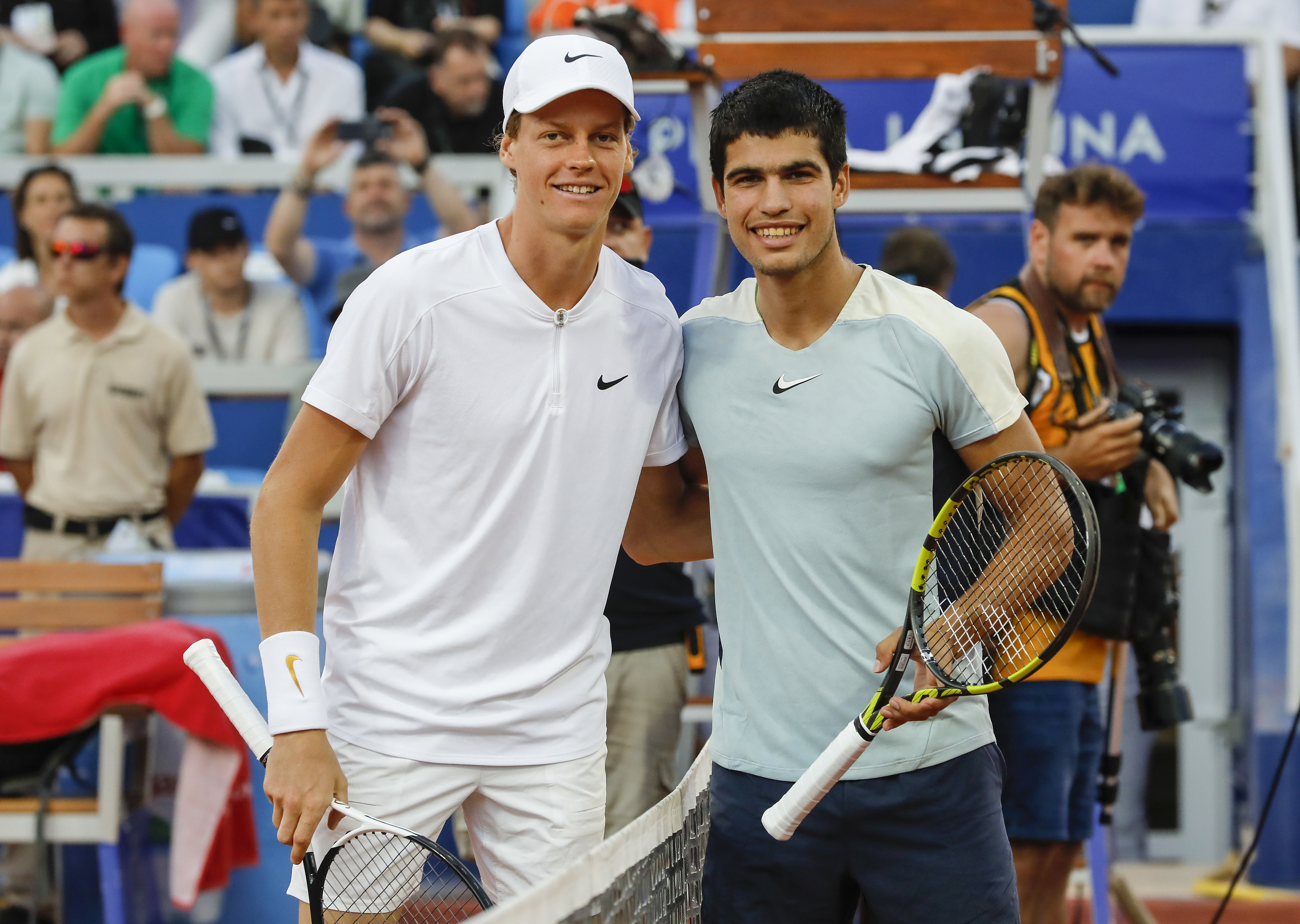 Jannik Sinner of Italy and Carlos Alcaraz of Spain.