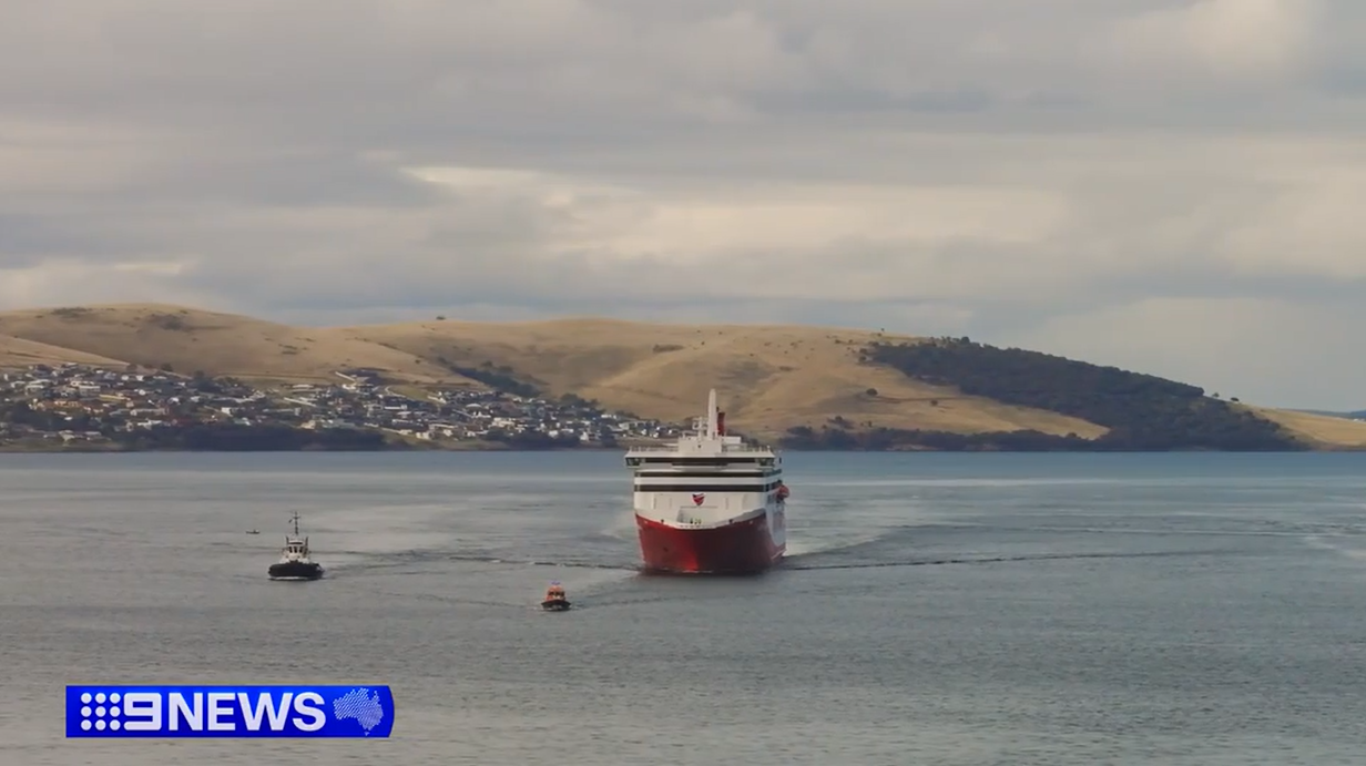 Spirit of Tasmania IV arrives in Hobart amid doubts over company’s future 