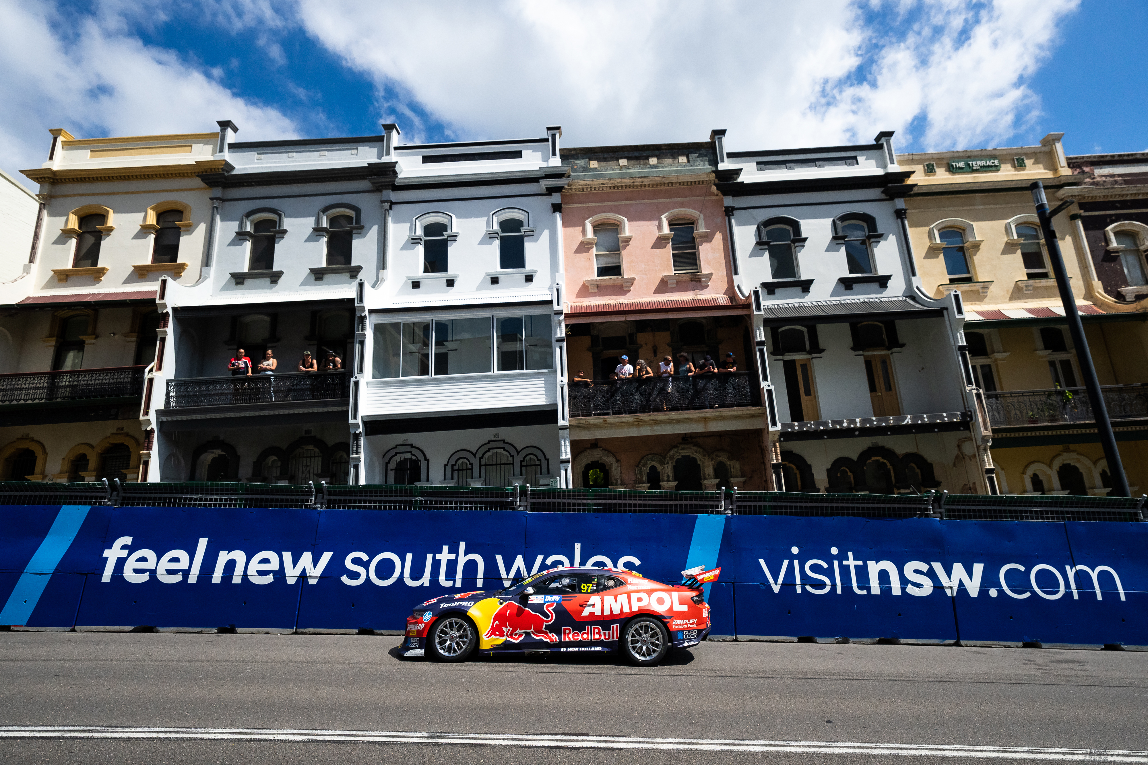 Shane van Gisbergen heads towards turn two at the Newcastle East Street Circuit.
