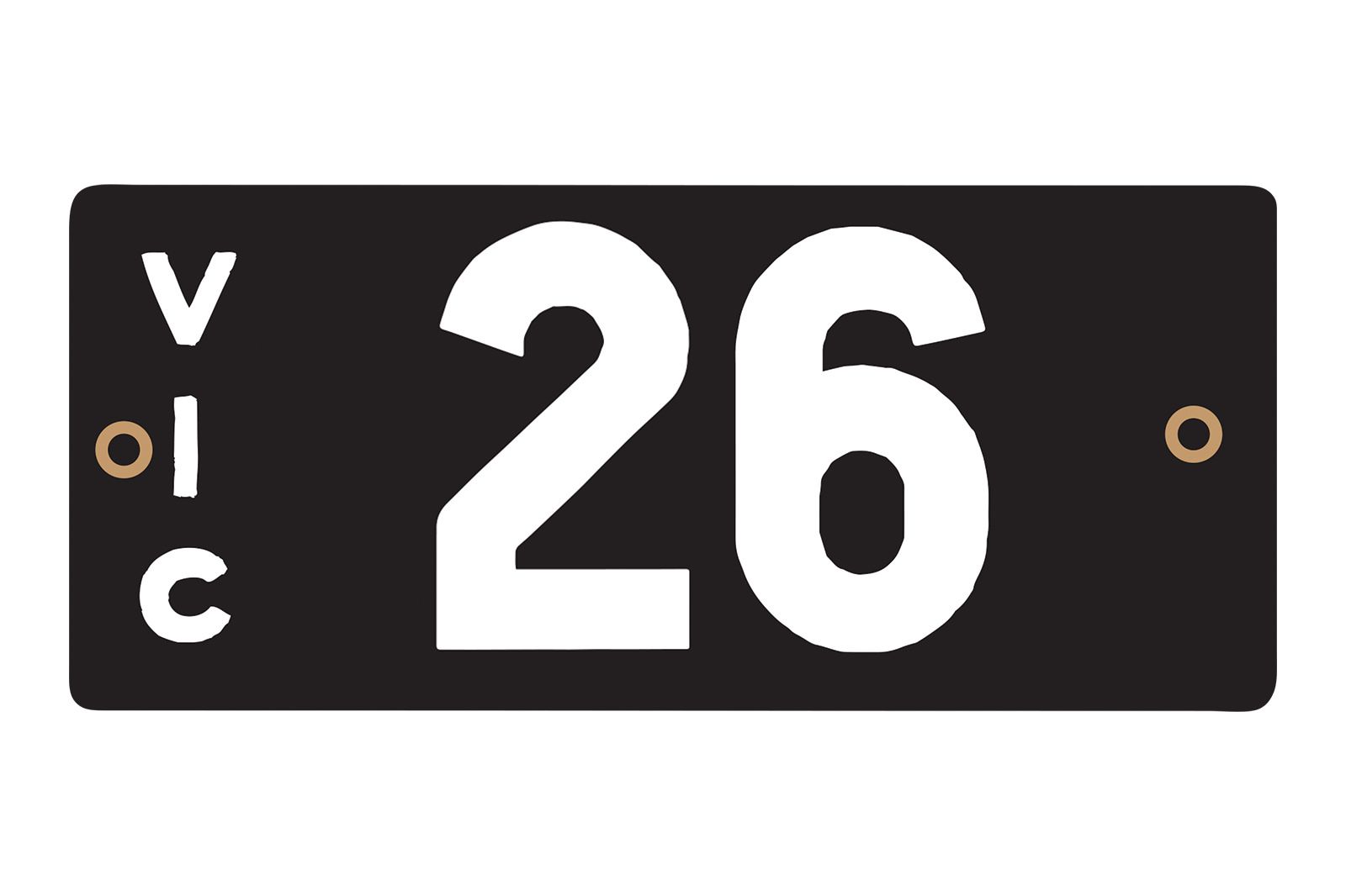 The Victorian Heritage Numerical Number Plate '26' which sold for $1.11m.
