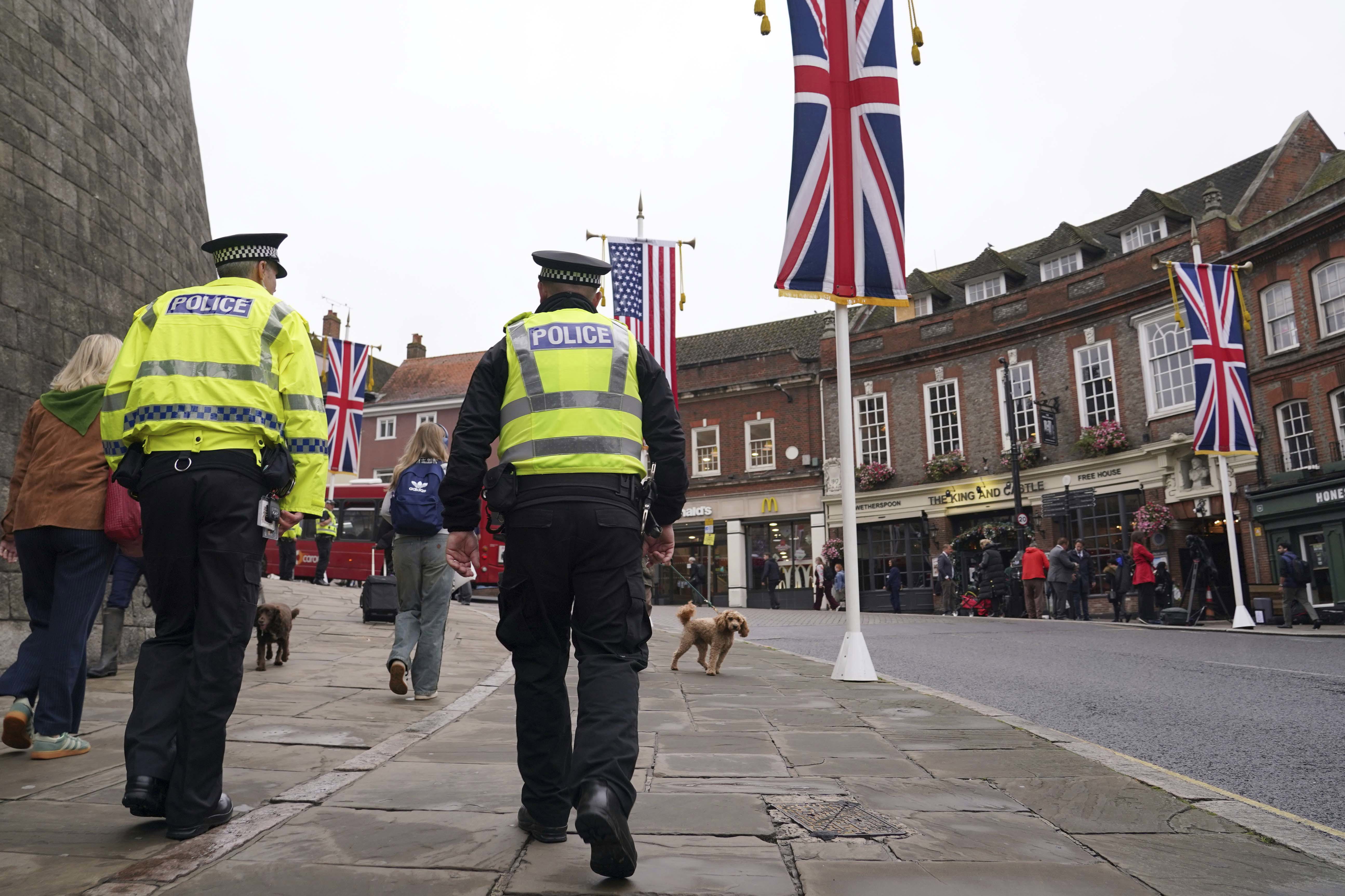 Police officers patrol in Windsor.