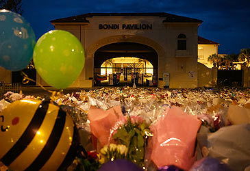 Floral tributes to victims of 2025 Bondi Beach shooting outside Bondi Pavilion (George Chan/Getty)