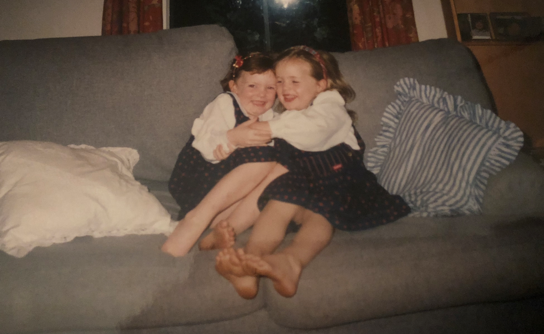 Pippa, pictured with her sister Pen, as children.