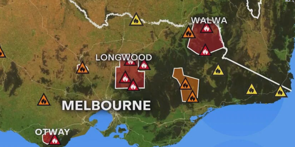 Victoria bushfires map