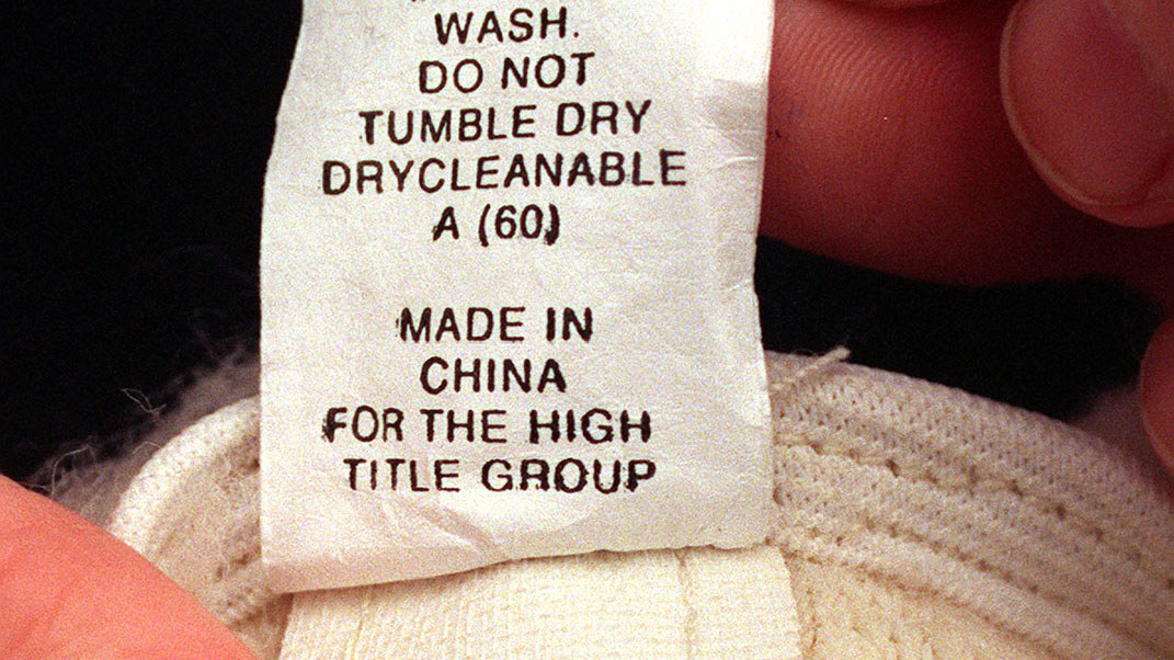 A made in China label.