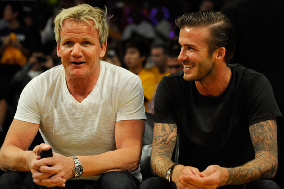 Celeb chef and all-around intense guy Gordon likes to chill with pro-footballer David Beckham. Pic: Getty