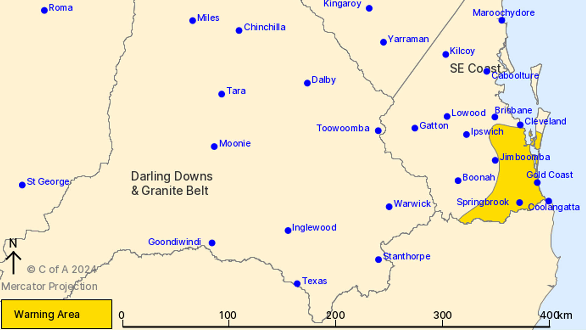 Severe weather warning issued for parts of South-East Queensland.