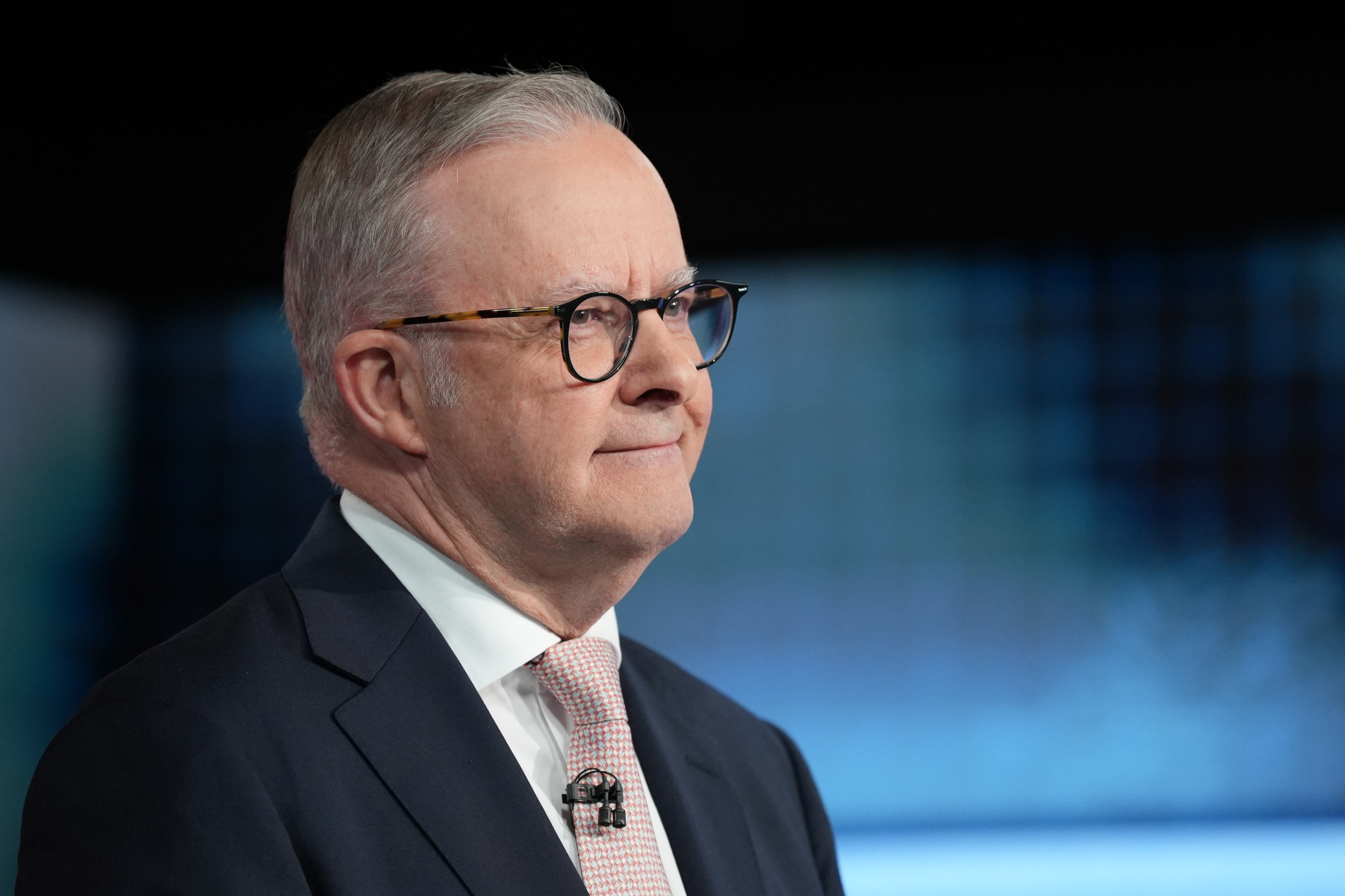 POOL PHOTO. Prime Minister Anthony Albanese and Opposition Leader Peter Dutton debate at the ABC's Parramatta studio in Western Sydney, moderated by David Speers. April 16, 2025, day 19 of the 2025 federal election campaign. Photo Matt Roberts/ABC 