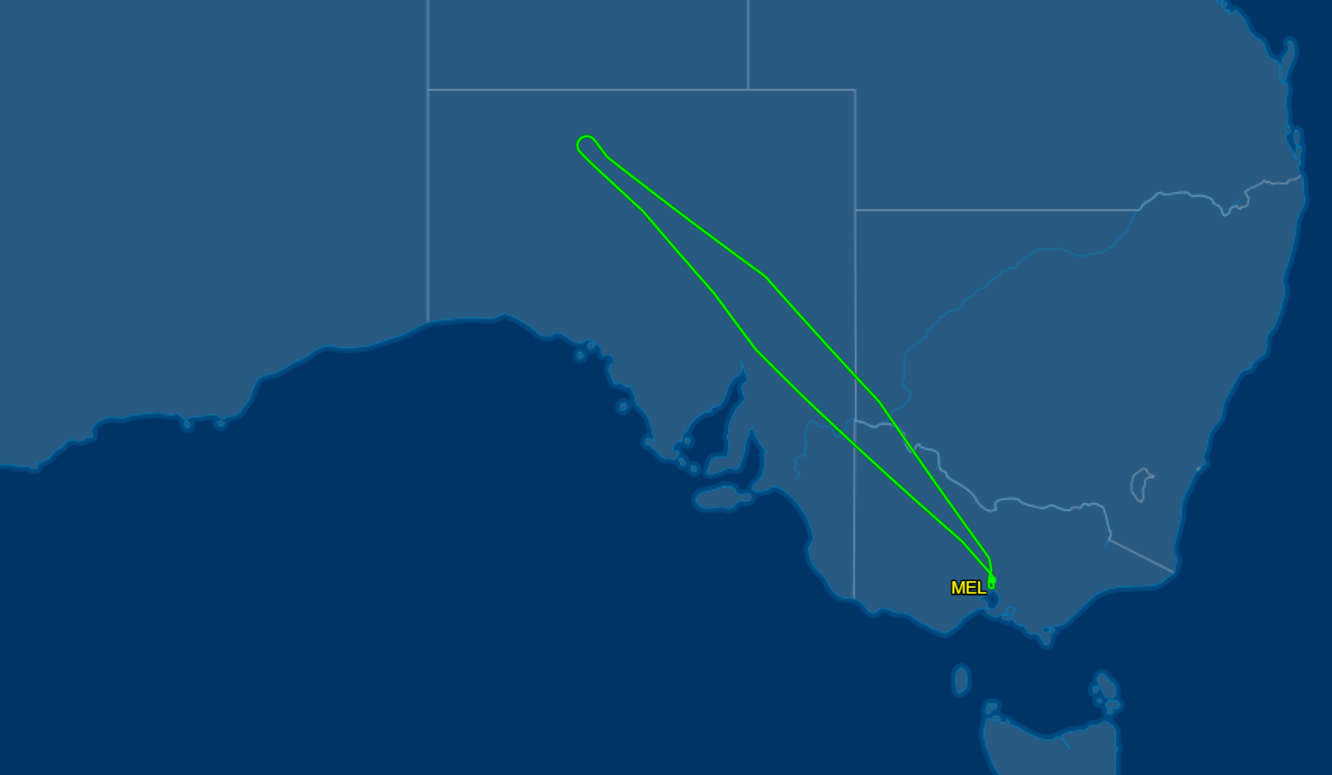 The flight map for Jetstar flight JQ43.