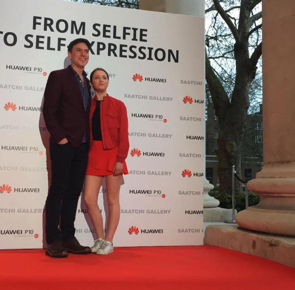 Daniel Lapaine and his daughter Parker at Saatchi Gallery's private view of 'From Selfie to Self-Expression' in 2017.