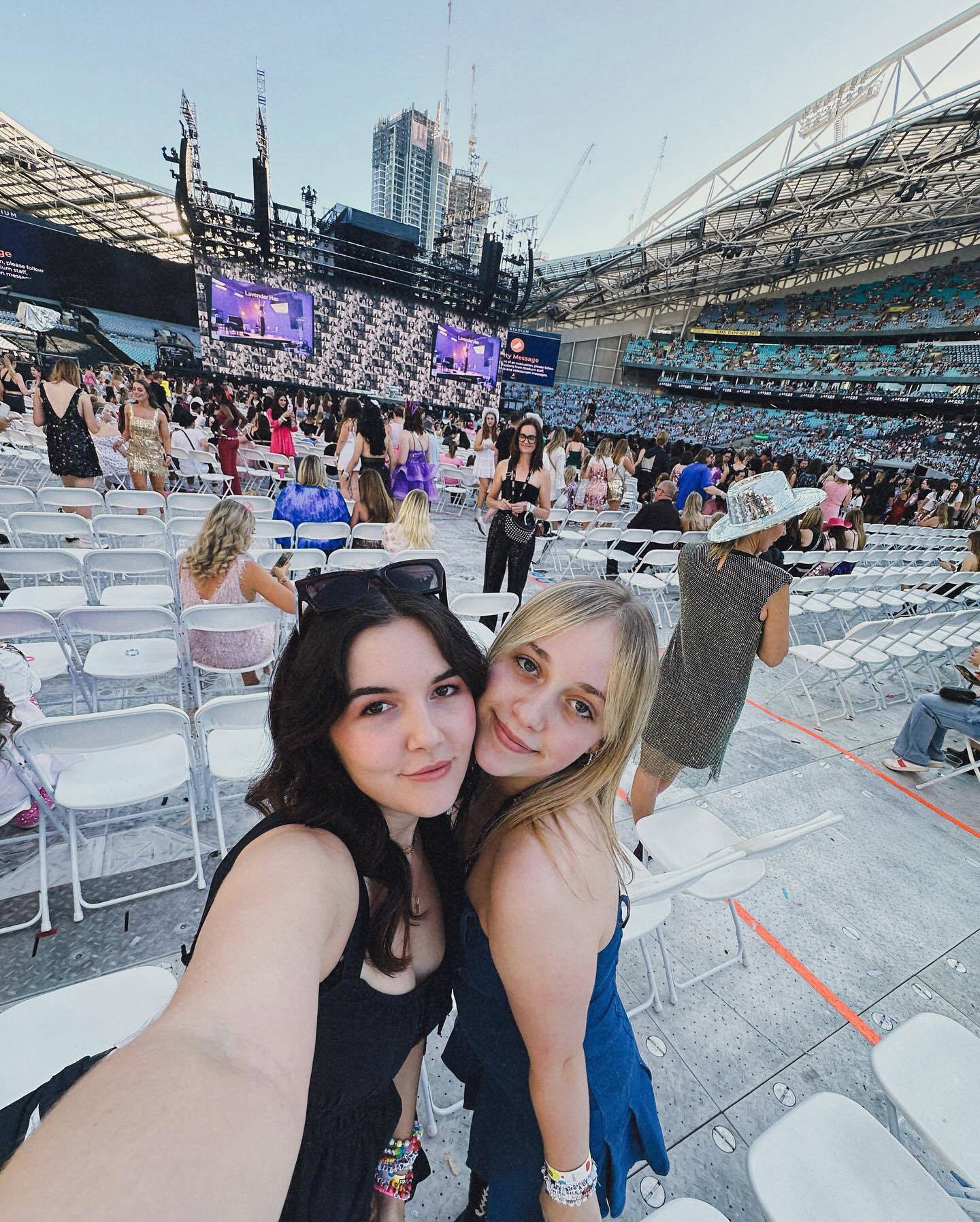 Maddison Leach (left) at Taylor Swift's Eras Tour in Sydney.