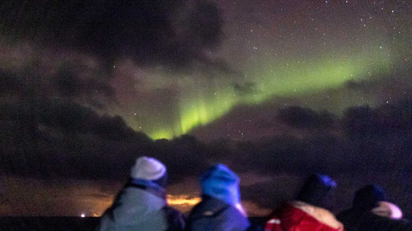 The northern lights on a very late evening in Vestfjorden.