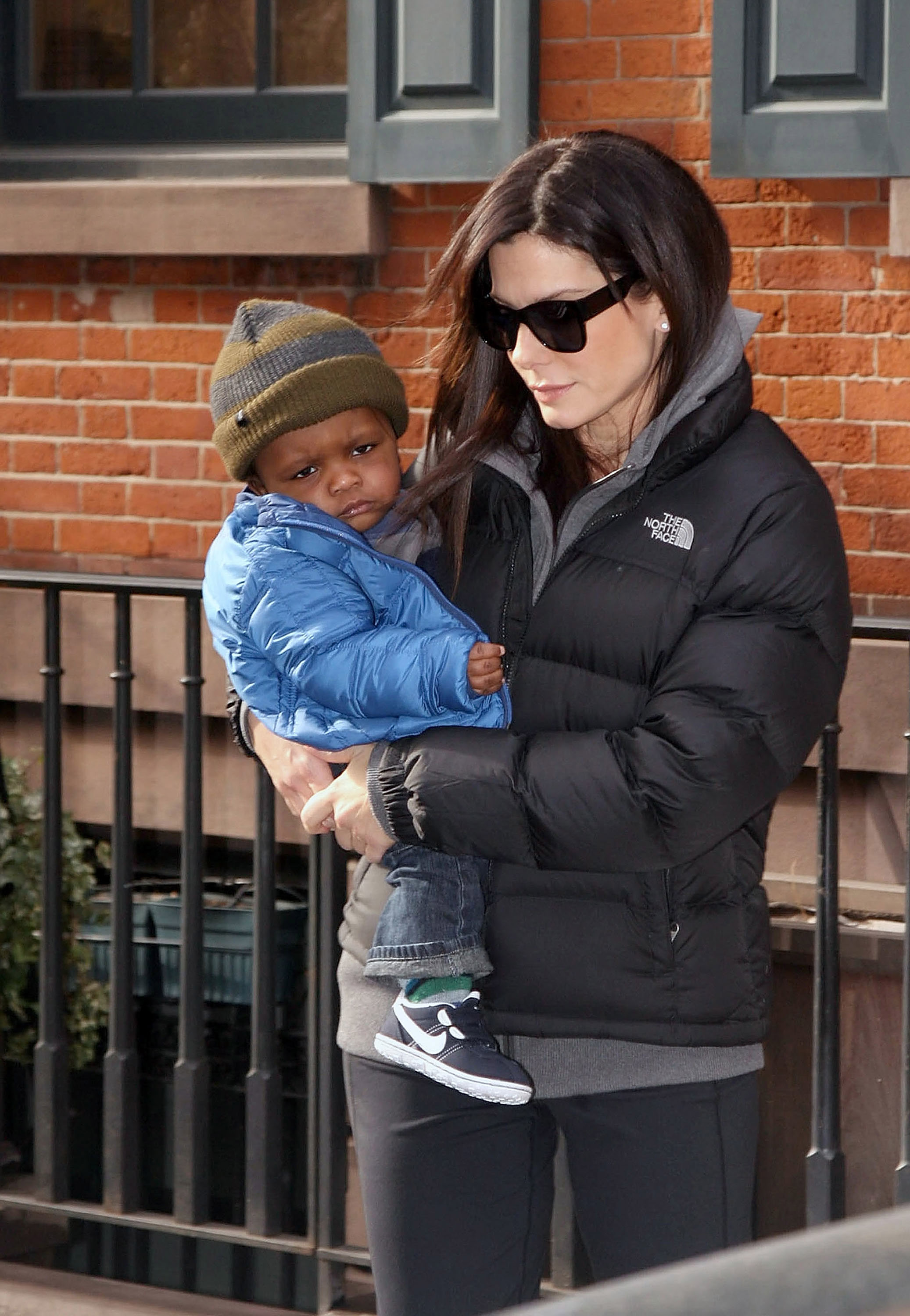 Sandra Bullock is seen carrying her son, Louis Bardo Bullock NON-EXCLUSIVE January 20, 2011 New York, New York