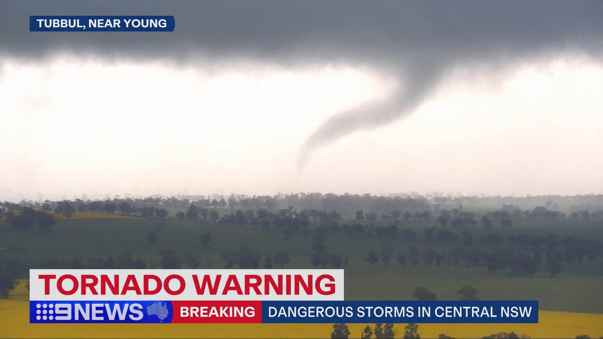 A tornado has been spotted in NSW's South Western Slopes region, prompting the Bureau of Meteorology to issue an immediate warning. 