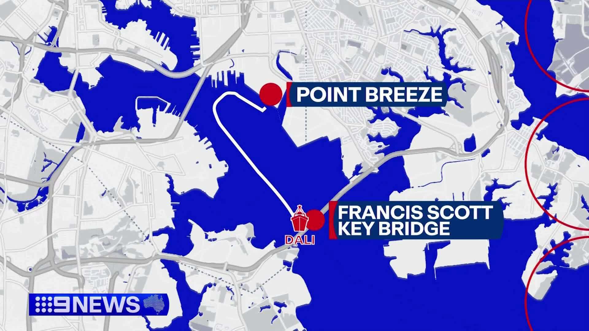 Parts of the Francis Scott Key Bridge remain after a container ship collided with a support Tuesday, March 26, 2024, in Baltimore.