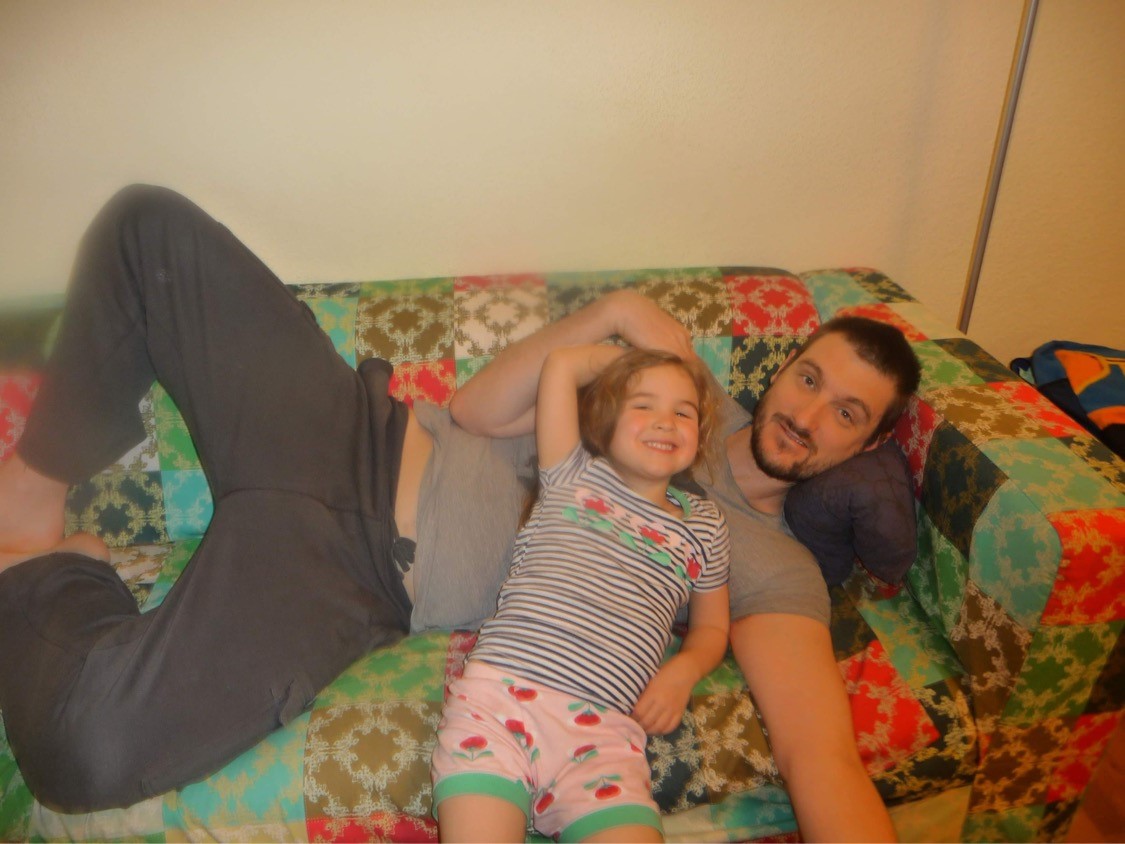 Leigh with his daughter in Germany. He was bedridden for two weeks of their trip.
