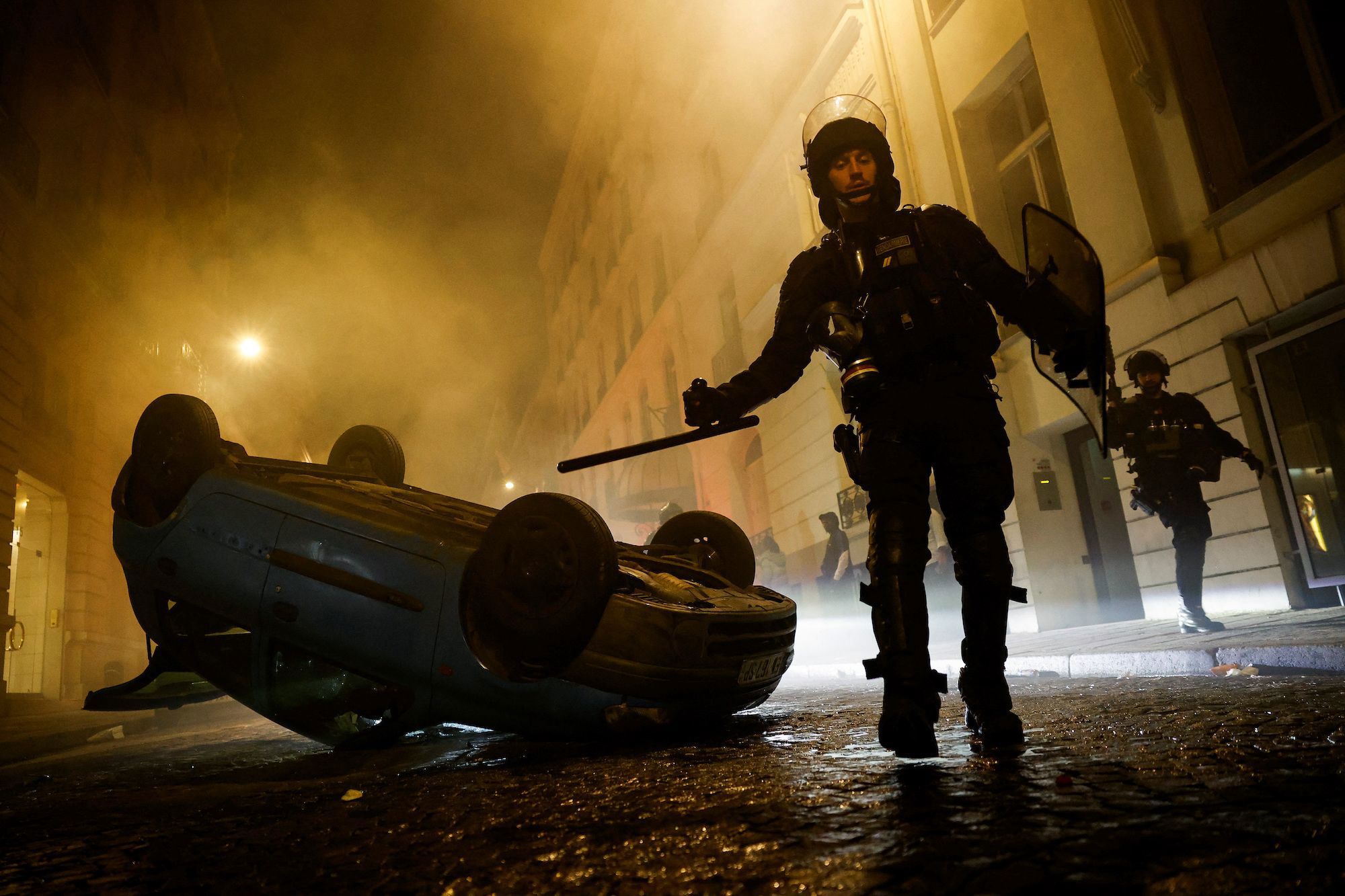 Riot police officers in Paris, France. 