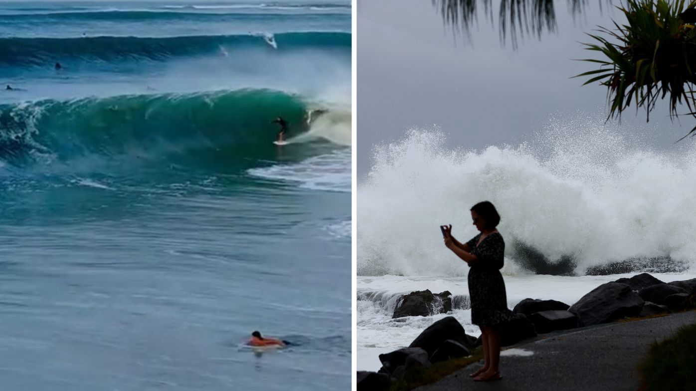 Monster 12m waves smash Gold Coast as cyclone delivers king tides