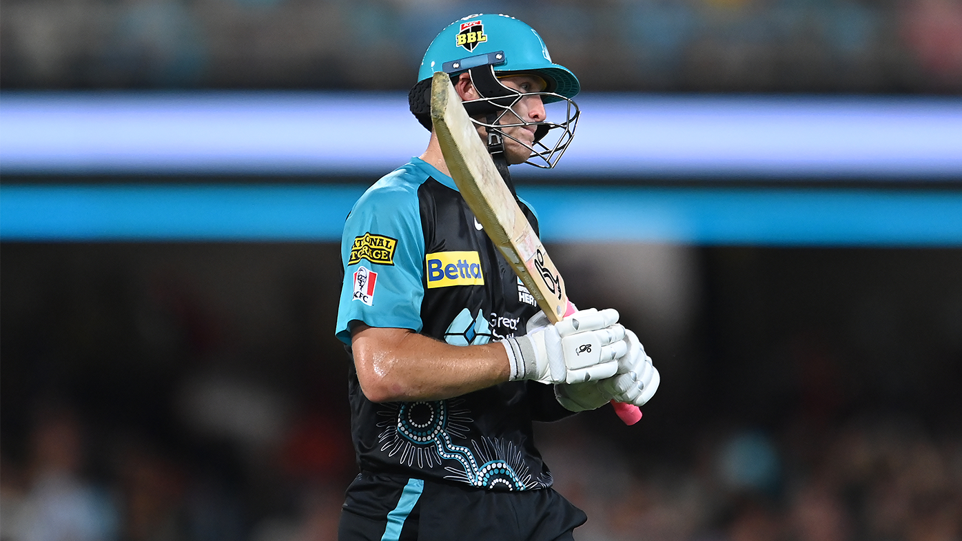 Marnus Labuschagne leaves the field after being dismissed during the BBL match between the Brisbane Heat and the Perth Scorchers.