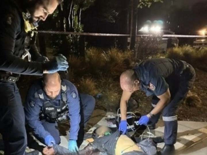 A food delivery rider has been hospitalised after a random attack in Melbourne's south-east.The 25-year-old was stabbed in the arm before his e-scooter was stolen last night while riding along a Carnegie path.