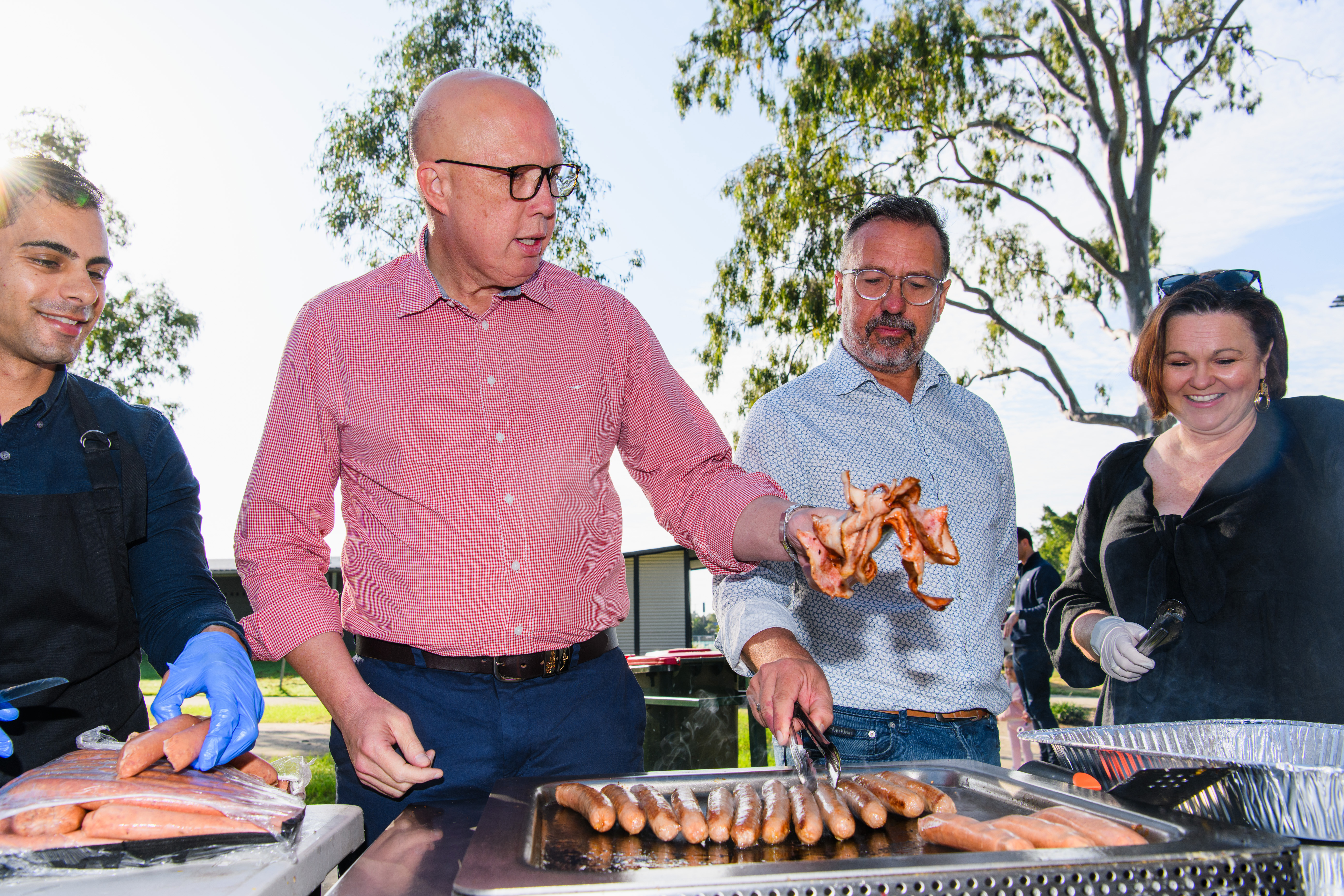 Opposition leader Peter Dutton visited Sutton Park in Brassall in the division of Blair for a BBQ. 
