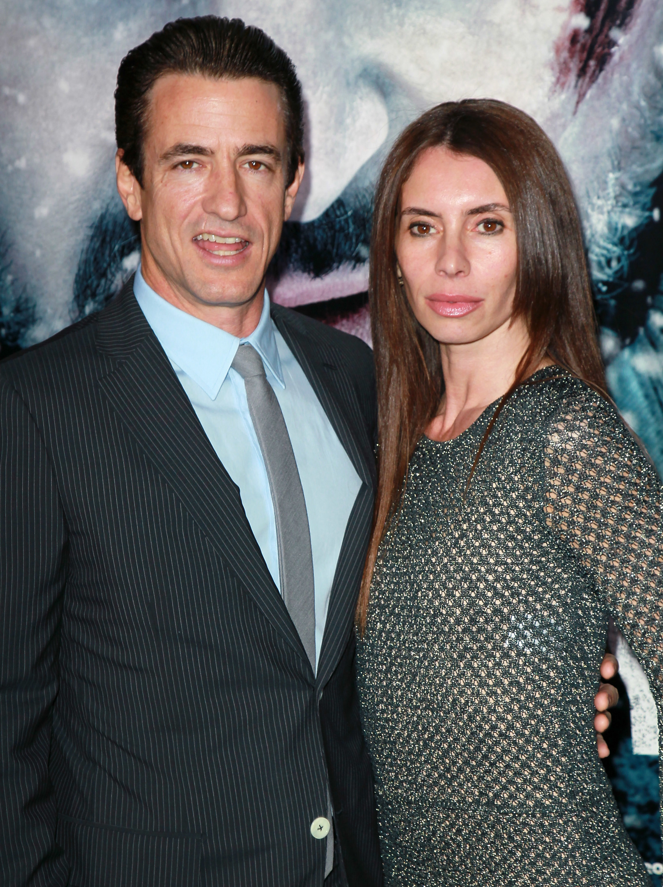 LOS ANGELES, CA - JANUARY 11: Actor Dermot Mulroney (L) and wife Tharita Catulle attend the premiere of Open Road's "The Grey" at Regal Cinemas L.A. LIVE on January 11, 2012 in Los Angeles, California. (Photo by David Livingston/Getty Images)