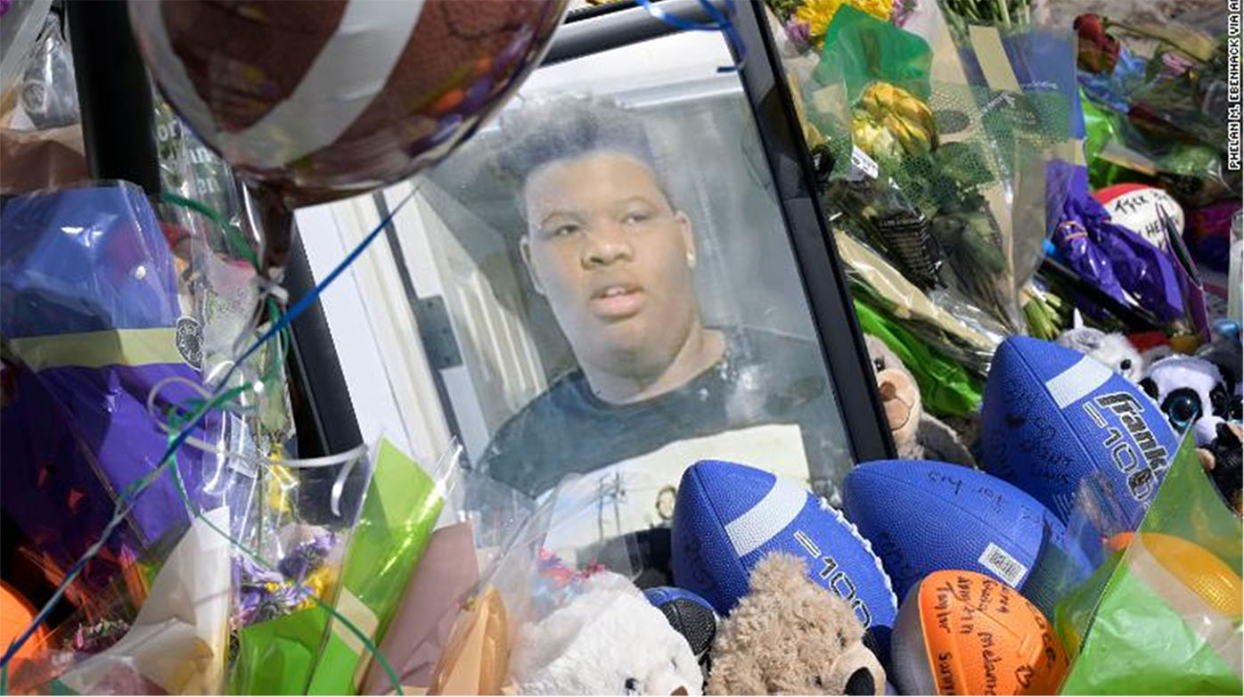 A makeshift memorial for Tyre Sampson is viewed outside the Orlando Free Fall ride at the ICON Park entertainment complex on Sunday, March 27, 2022.